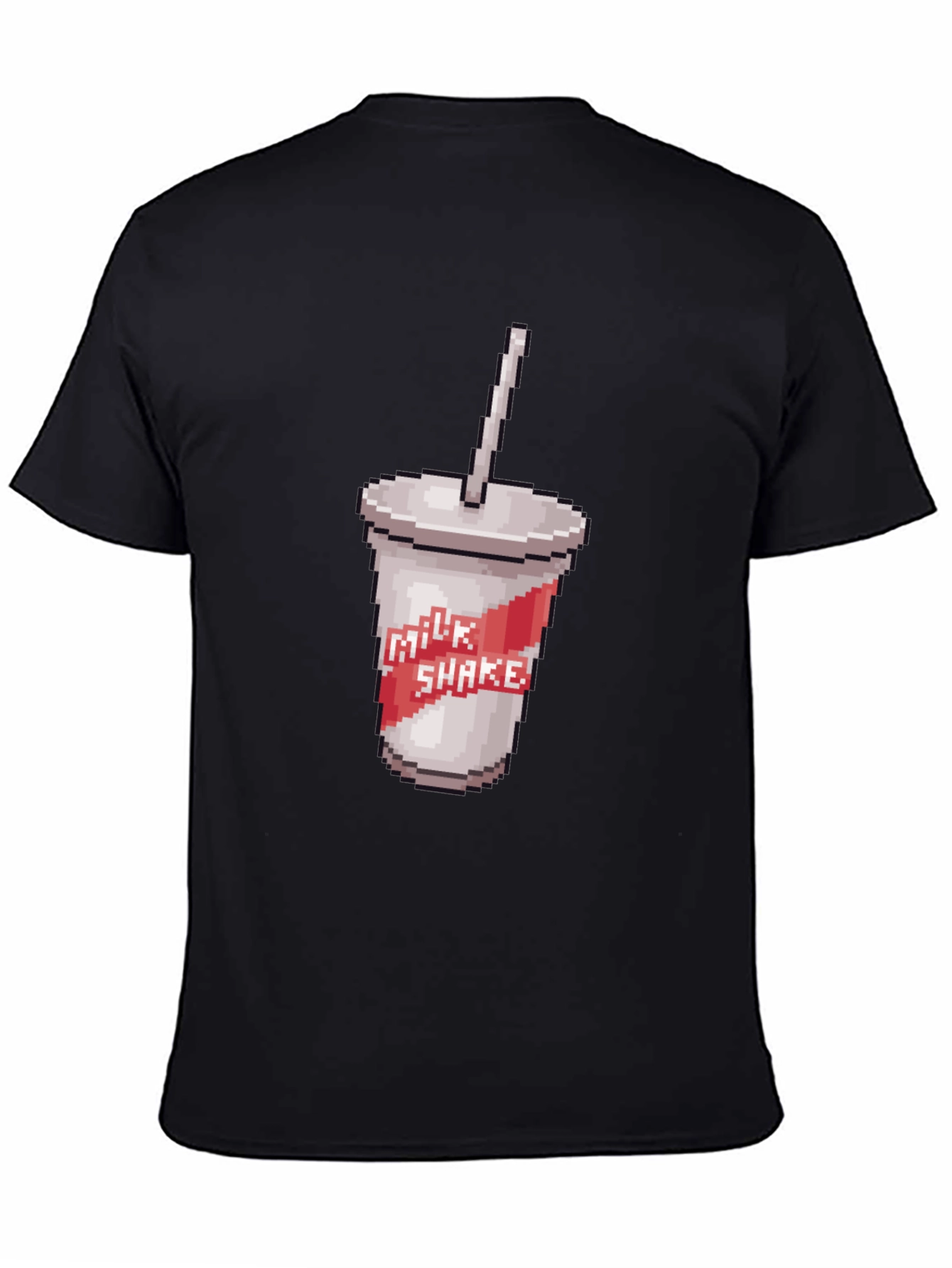 Black Retro Pixel Milkshake T-Shirt - Classic Black Tee view 4