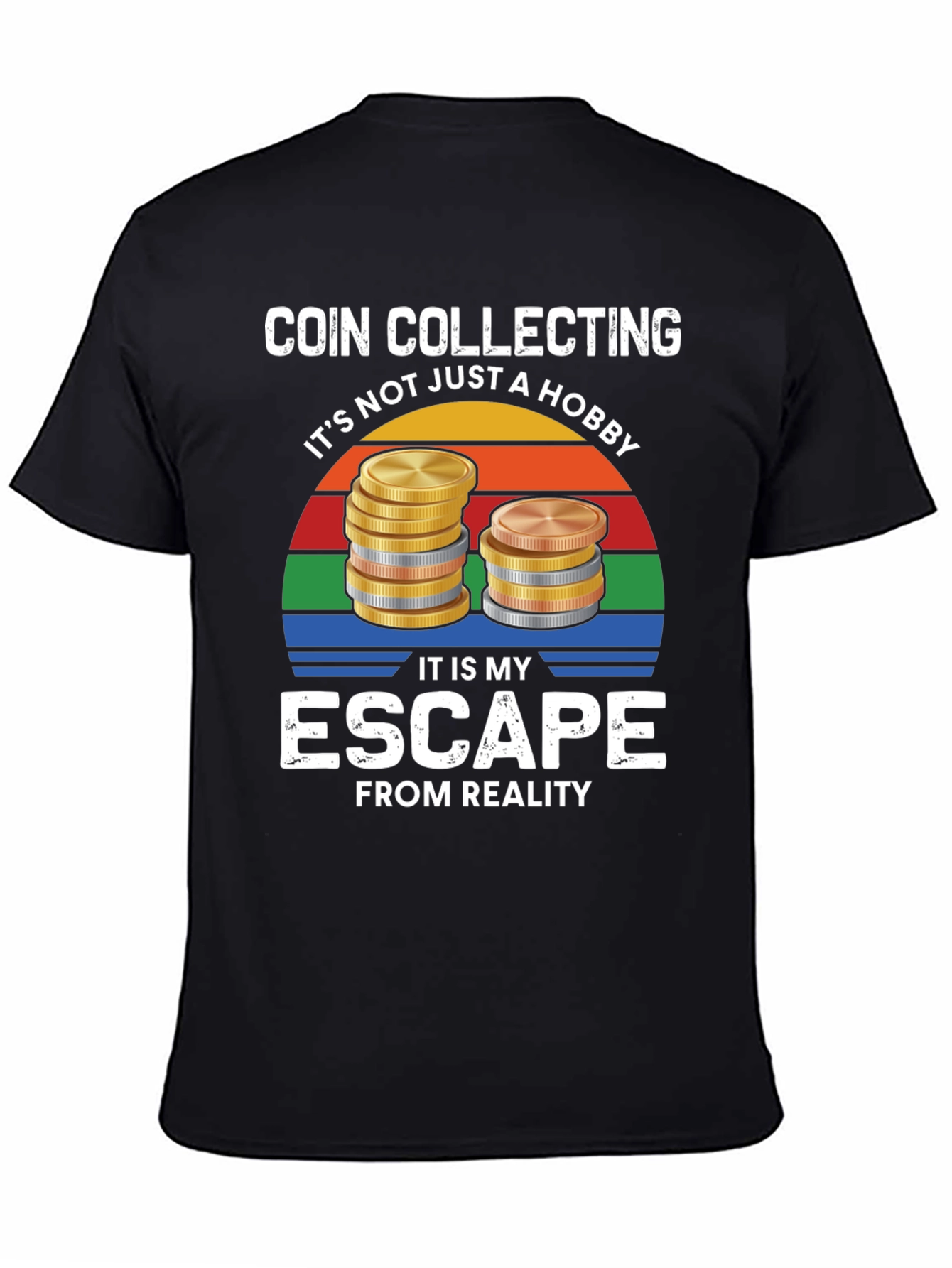 Black Coin Collecting Hobby T-Shirt view 4