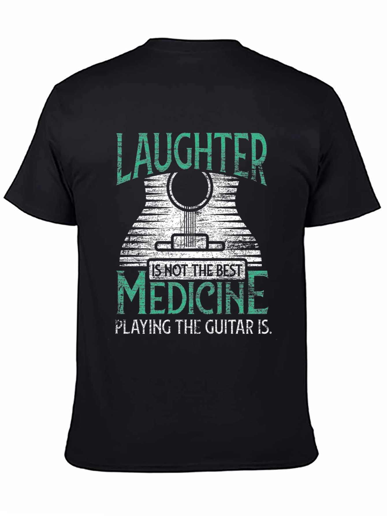 Black Laughter is Medicine Guitar Player T-Shirt view 4