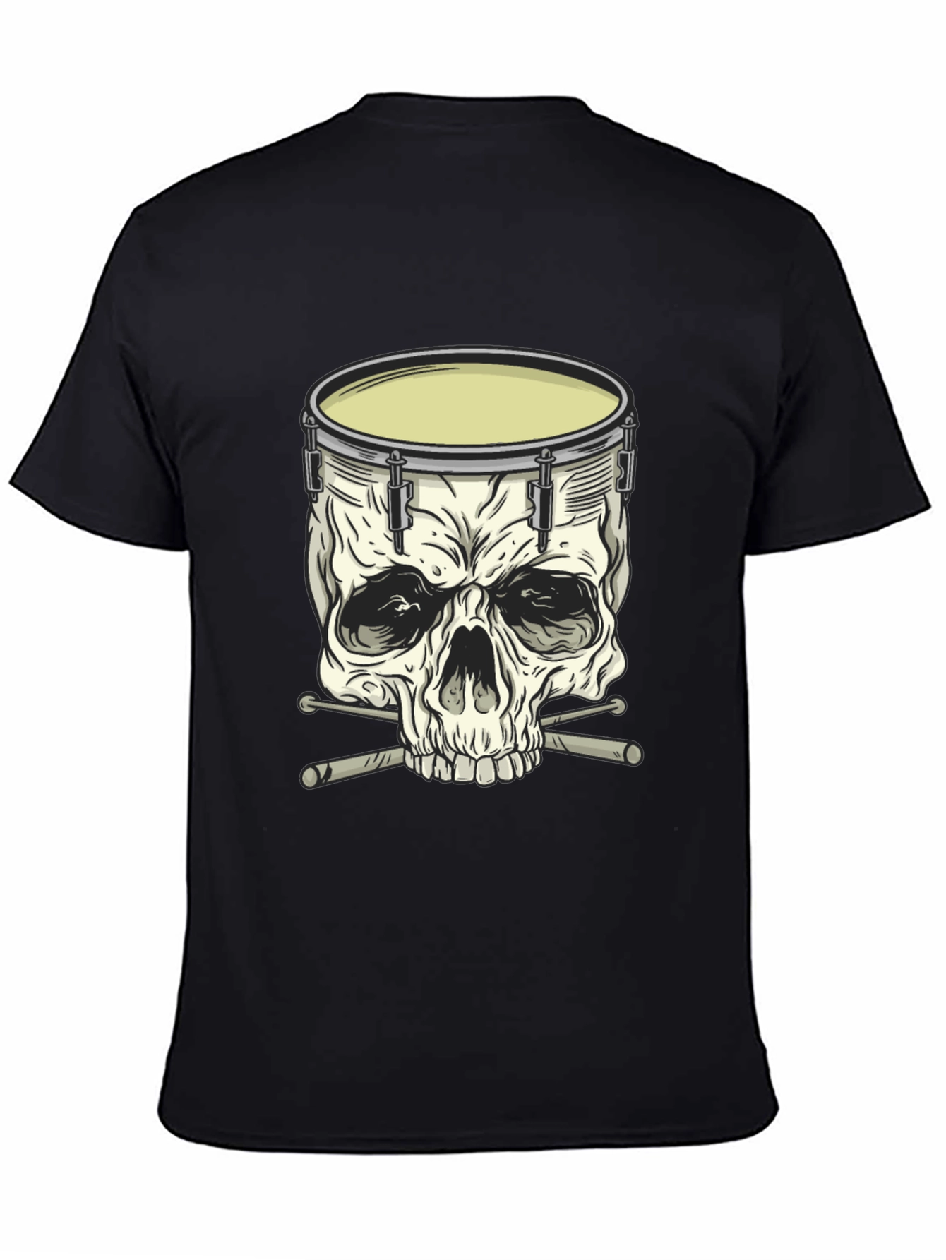 Black Skull Drummer Graphic T-Shirt - Rock Music Tee view 4