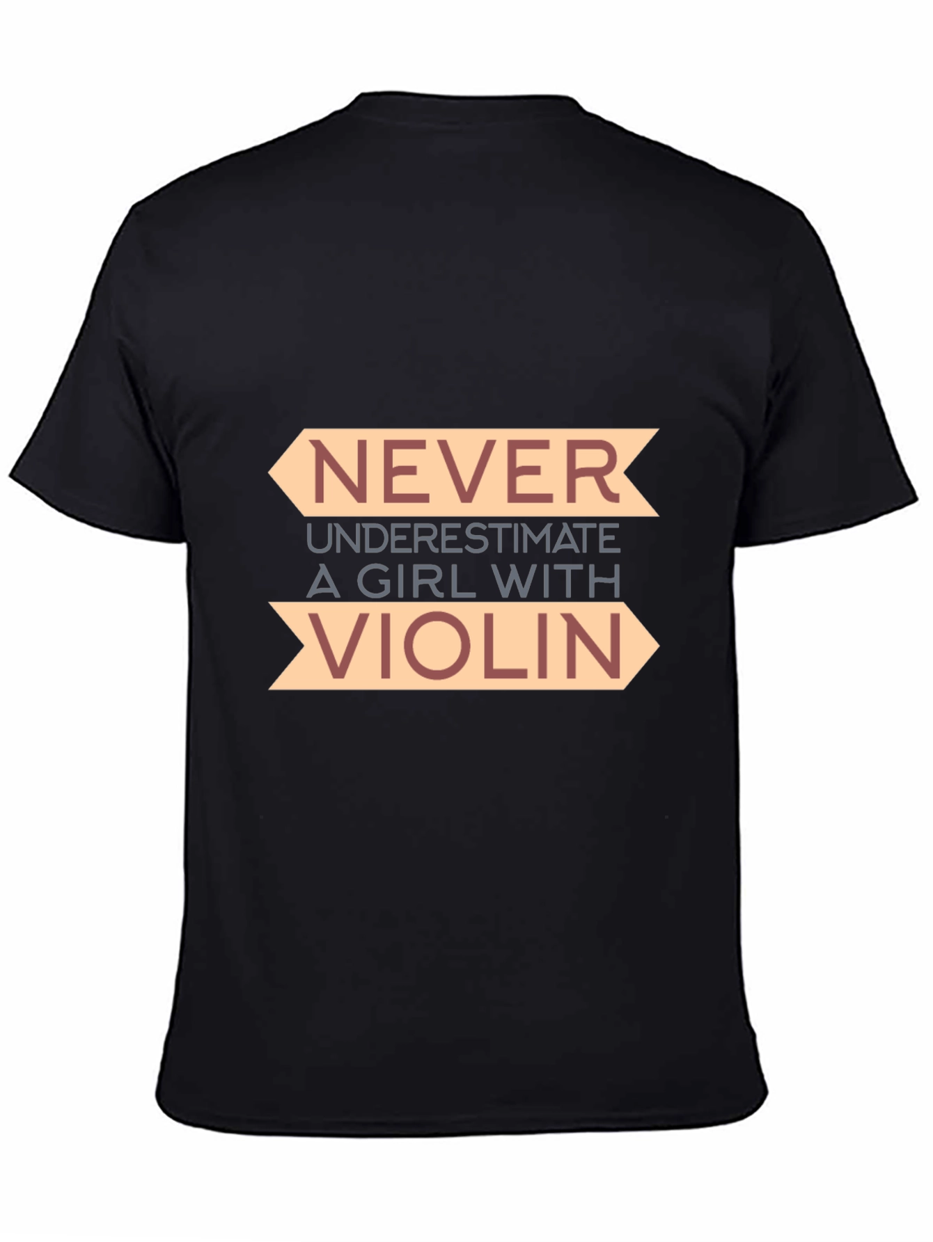 Black Never Underestimate a Girl with Violin T-Shirt view 4