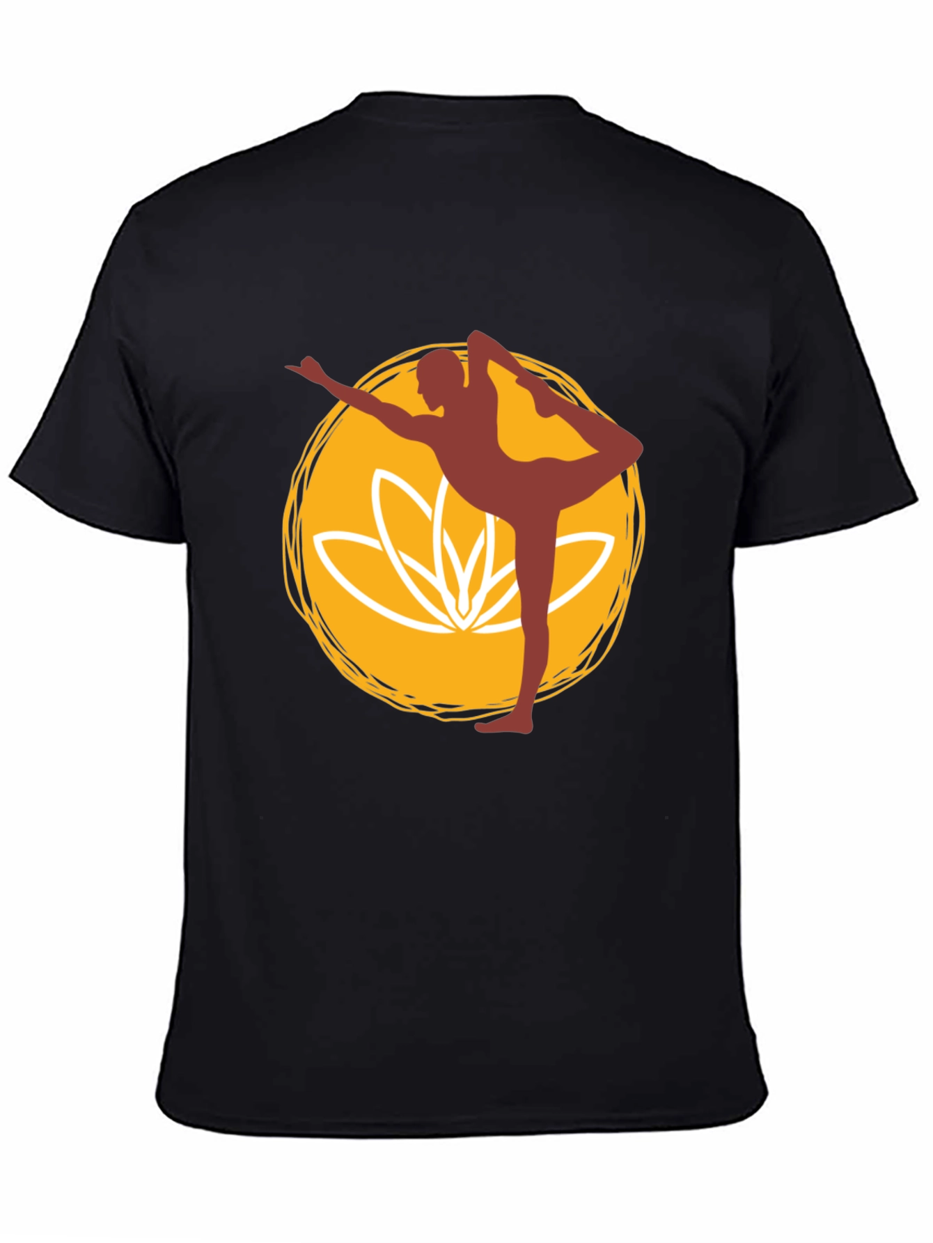 Black Yoga Pose Graphic Tee - Black Cotton Blend T-Shirt view 4