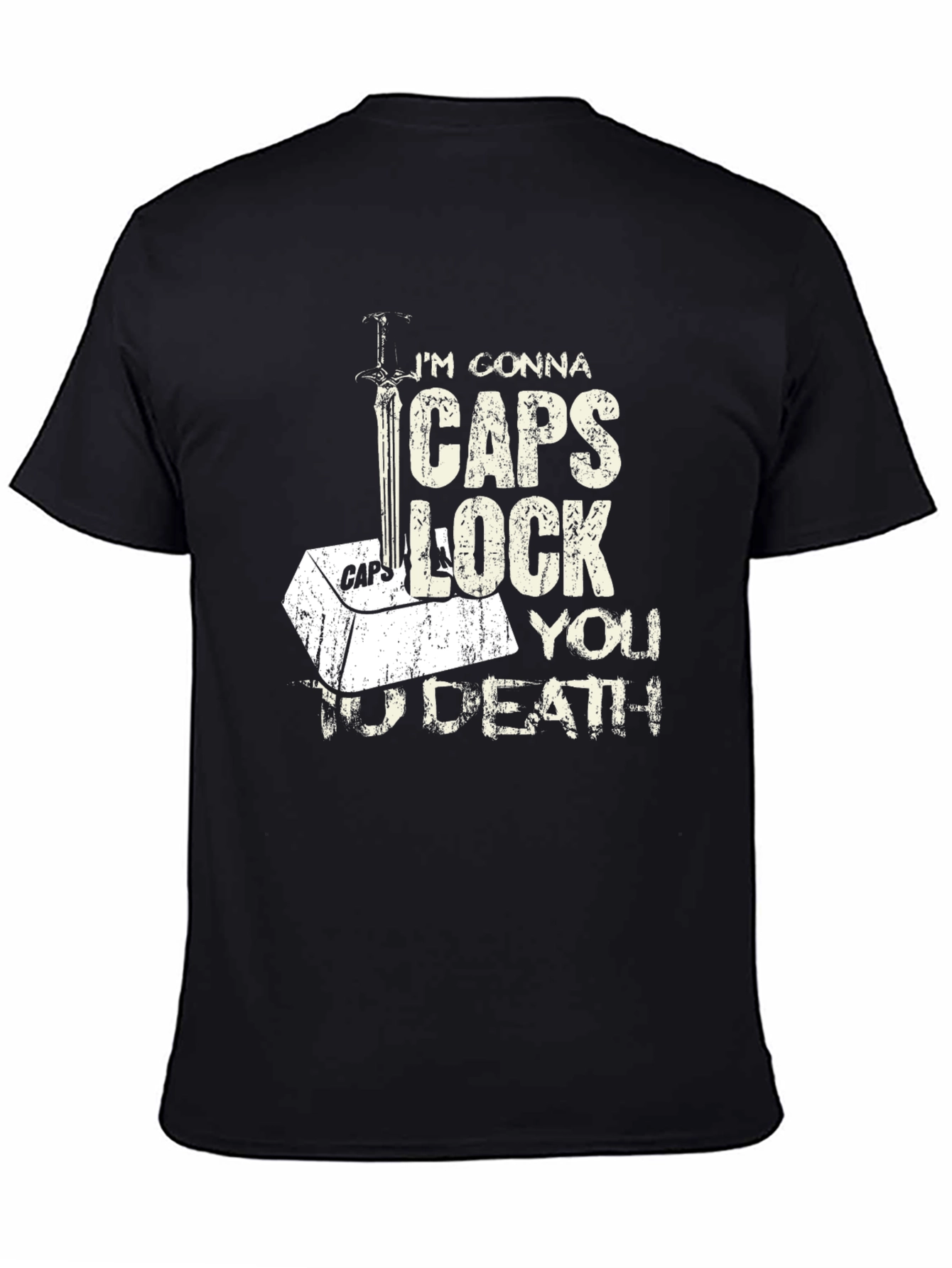 Black Caps Lock You To Death T-Shirt - Black view 4