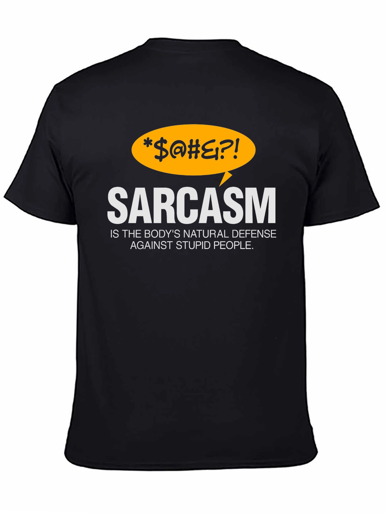 Black Sarcasm Defense Black Graphic T-Shirt view 4