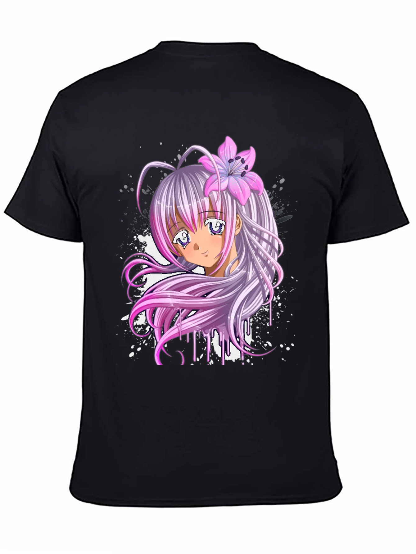 Black Anime Girl Graphic Black T-Shirt view 4