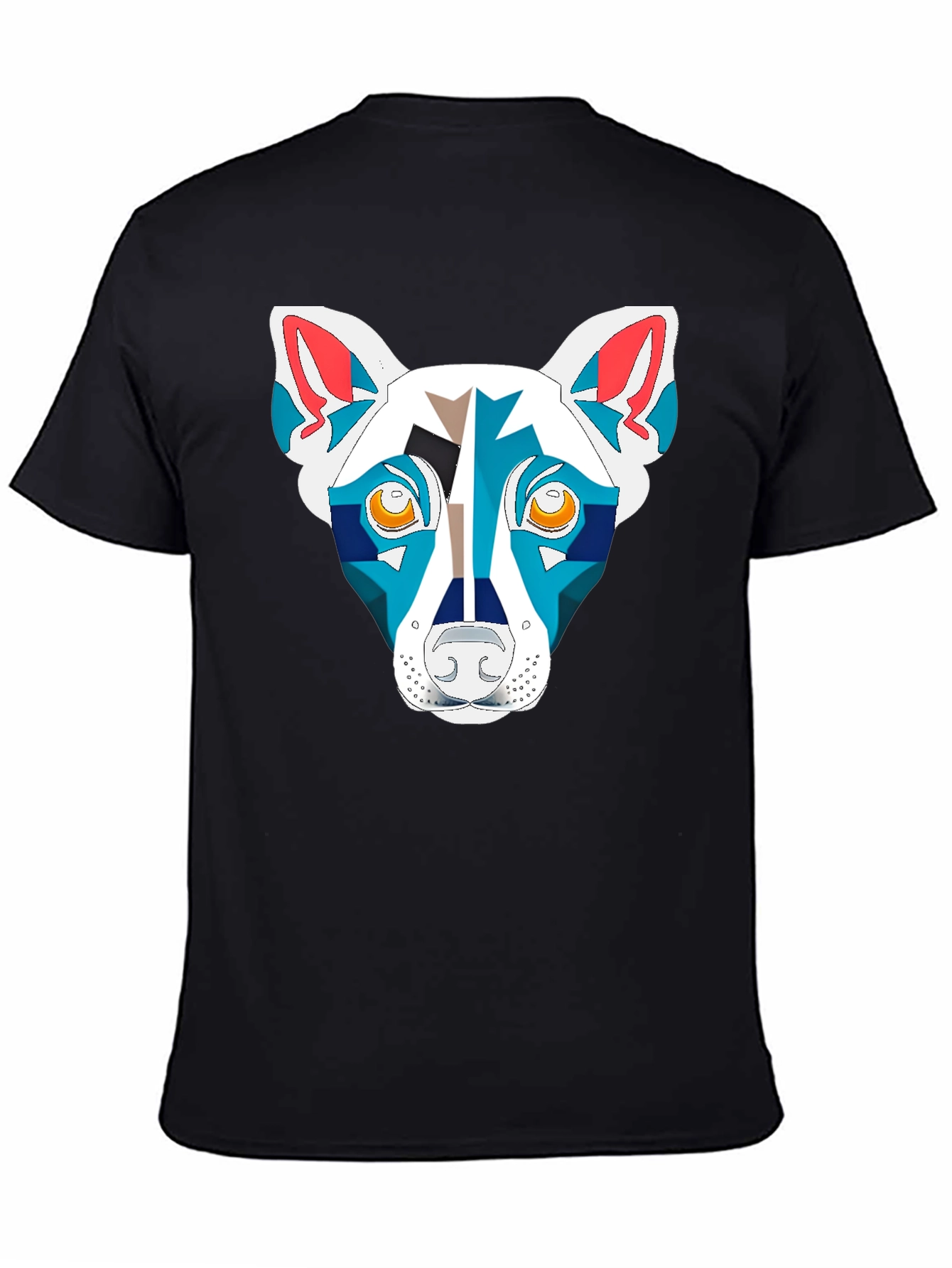 Black Geometric Dog Graphic Black T-Shirt view 4