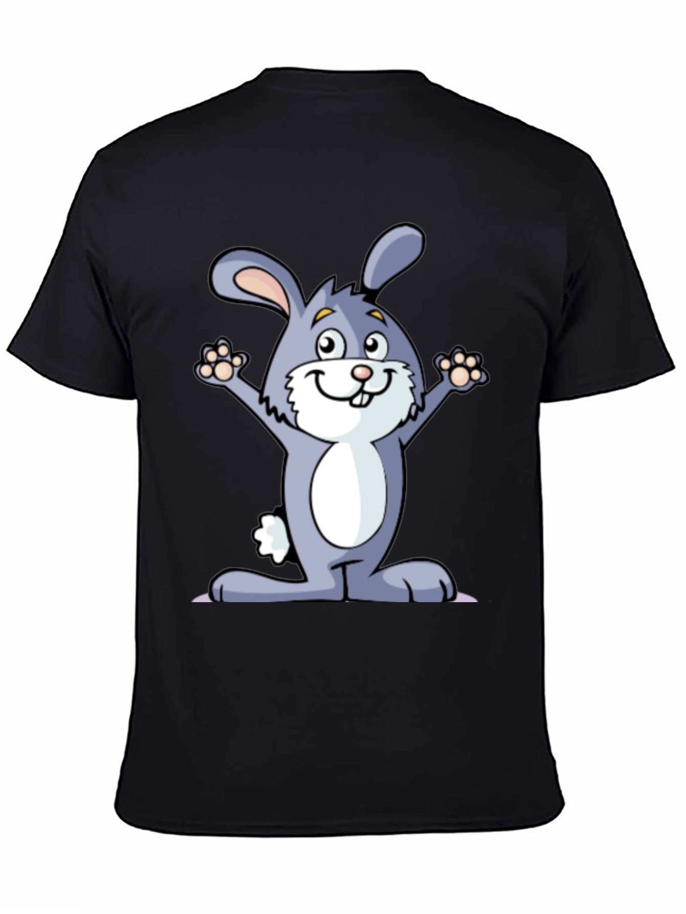 Black Funny Rabbit Graphic Tee - Black Cotton T-Shirt view 4