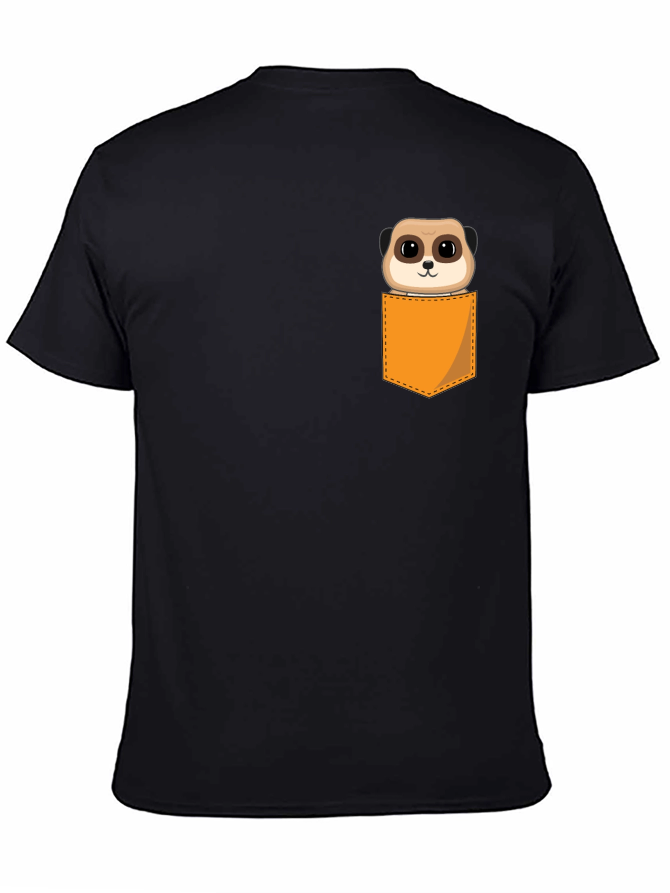 Black Meerkat Pocket T-Shirt - Novelty Cute Animal Tee view 4