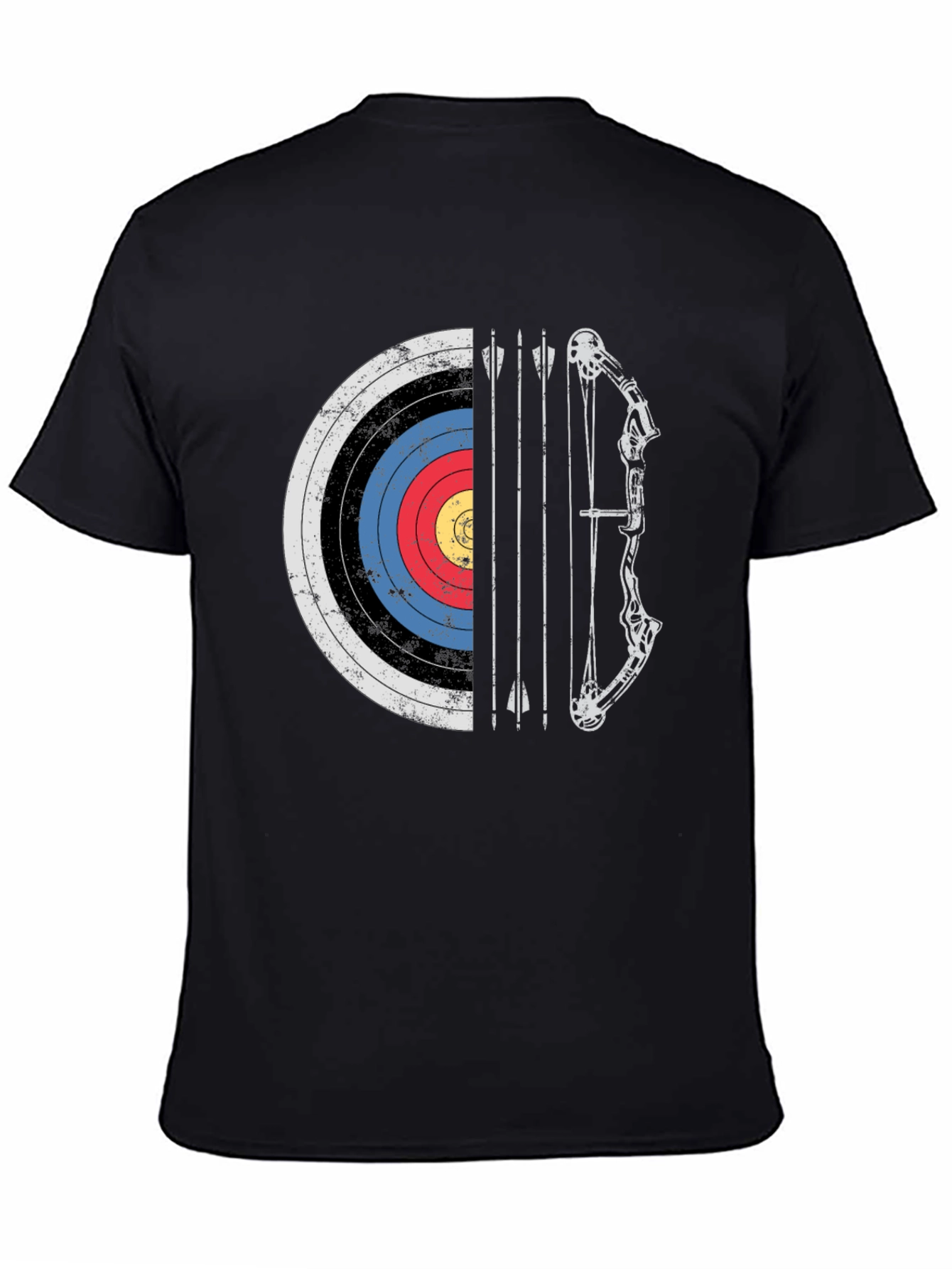 Black Archery Target Bow and Arrow Graphic Tee view 4