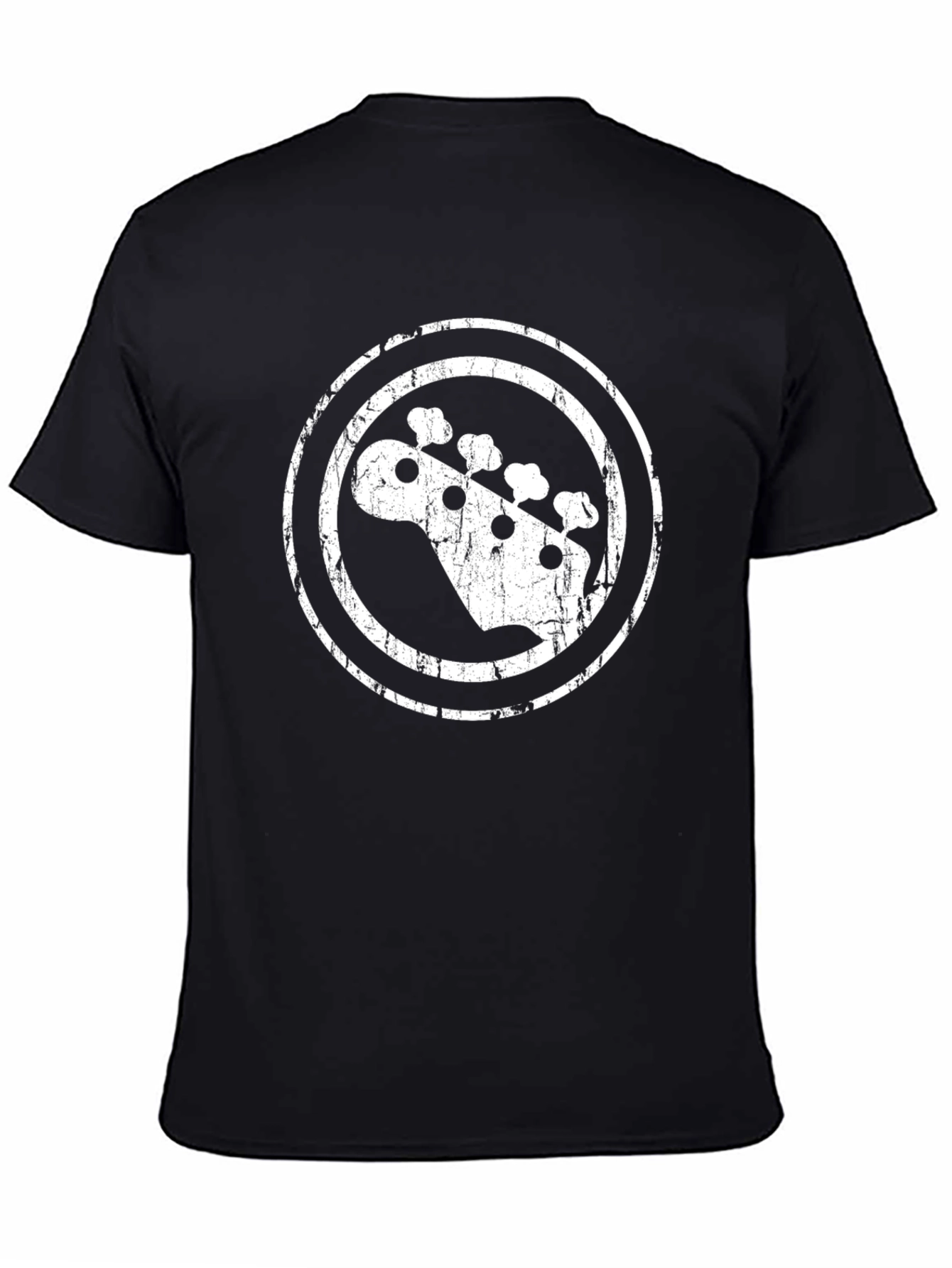 Black Vintage Bass Guitar Headstock T-Shirt view 4