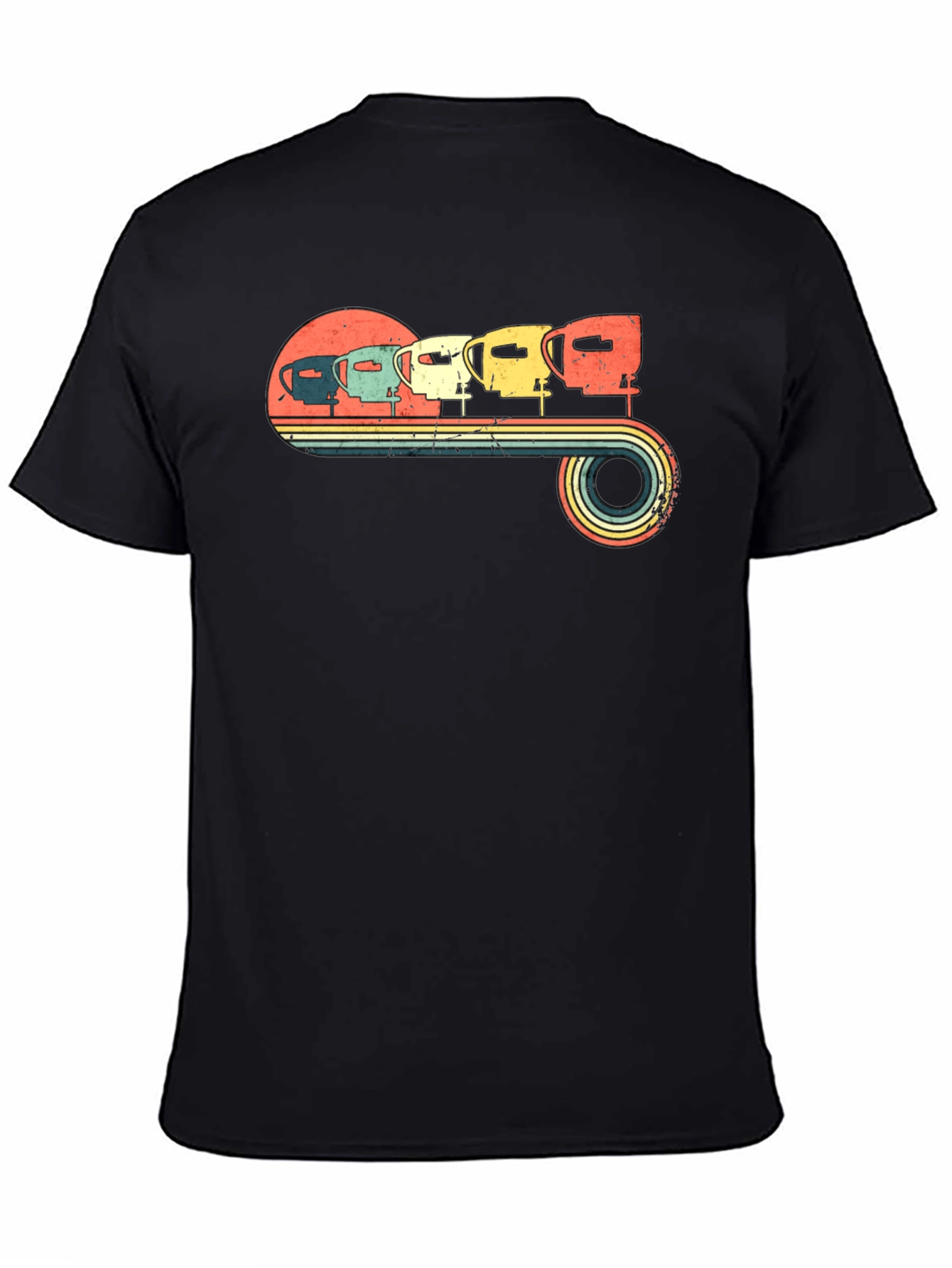 Black Vintage Camper Van T-Shirt view 4