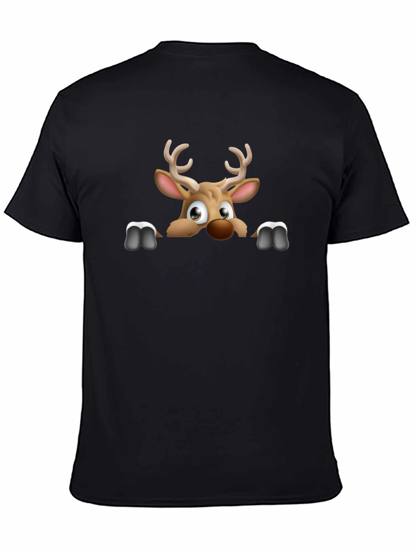 Black Reindeer Peek-a-Boo Graphic T-Shirt - Black Cotton Blend view 4