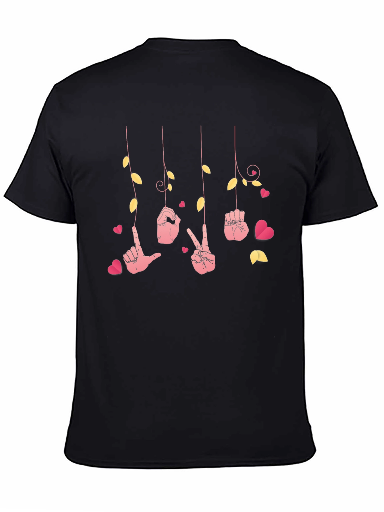 Black Love Sign Language T-Shirt - Heart Design view 4