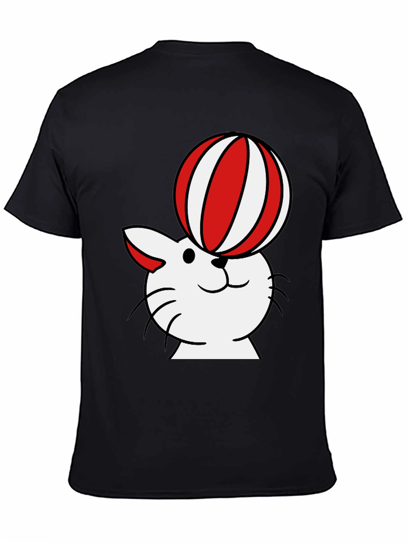 Black Cat with Ball T-Shirt - Whimsical Design view 4