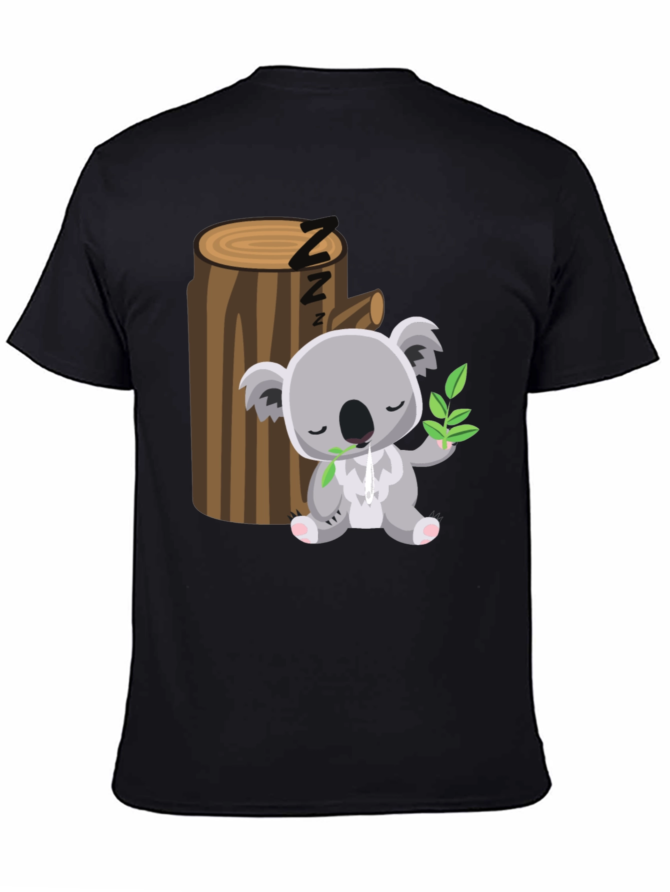 Black Sleeping Koala T-Shirt - Cute Cartoon Design view 4