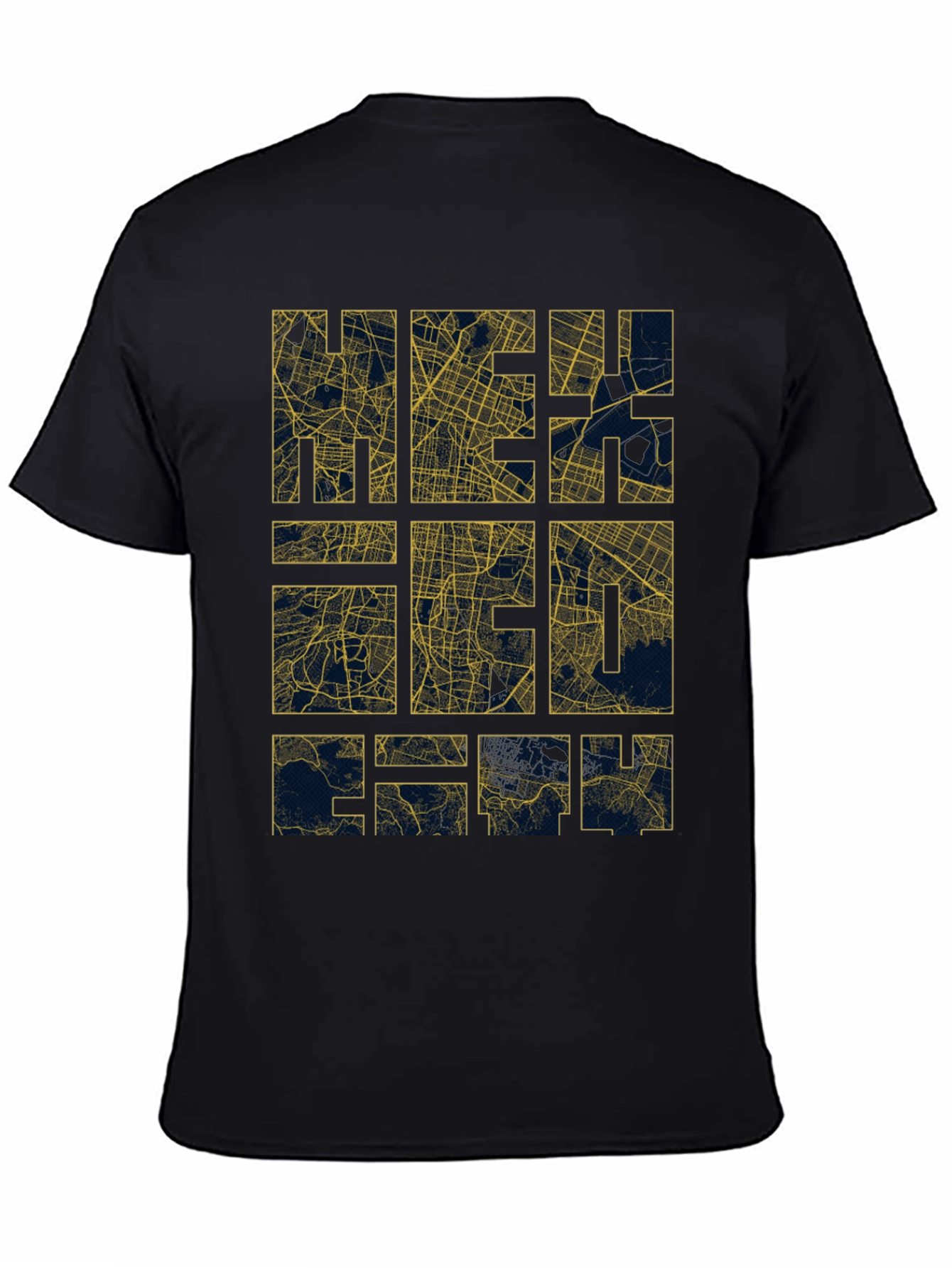 Black Geometric Map T-Shirt - Modern City Style view 4