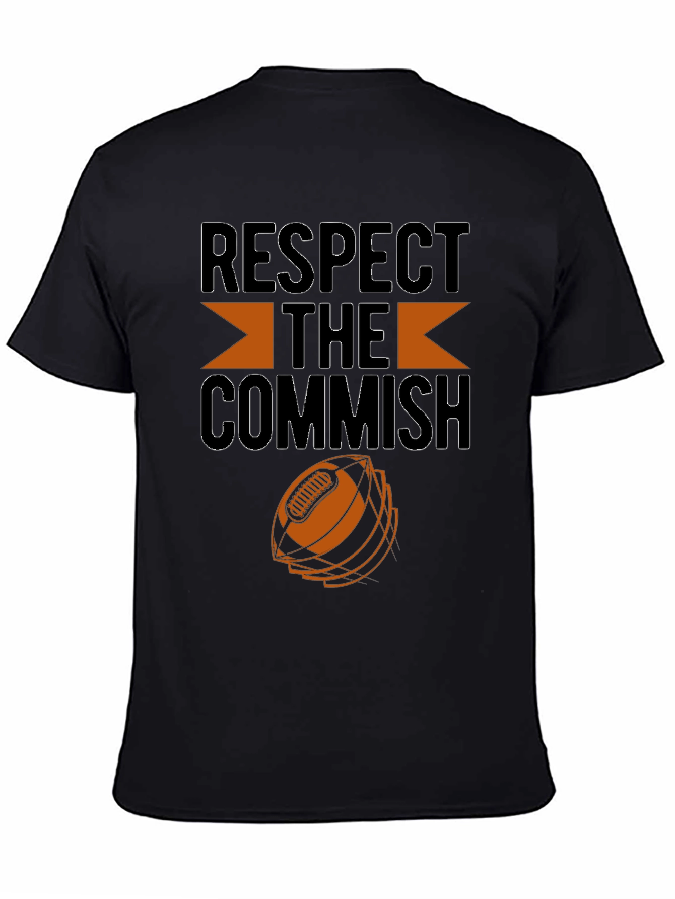 Black Respect the Commish Football Fan T-Shirt view 4