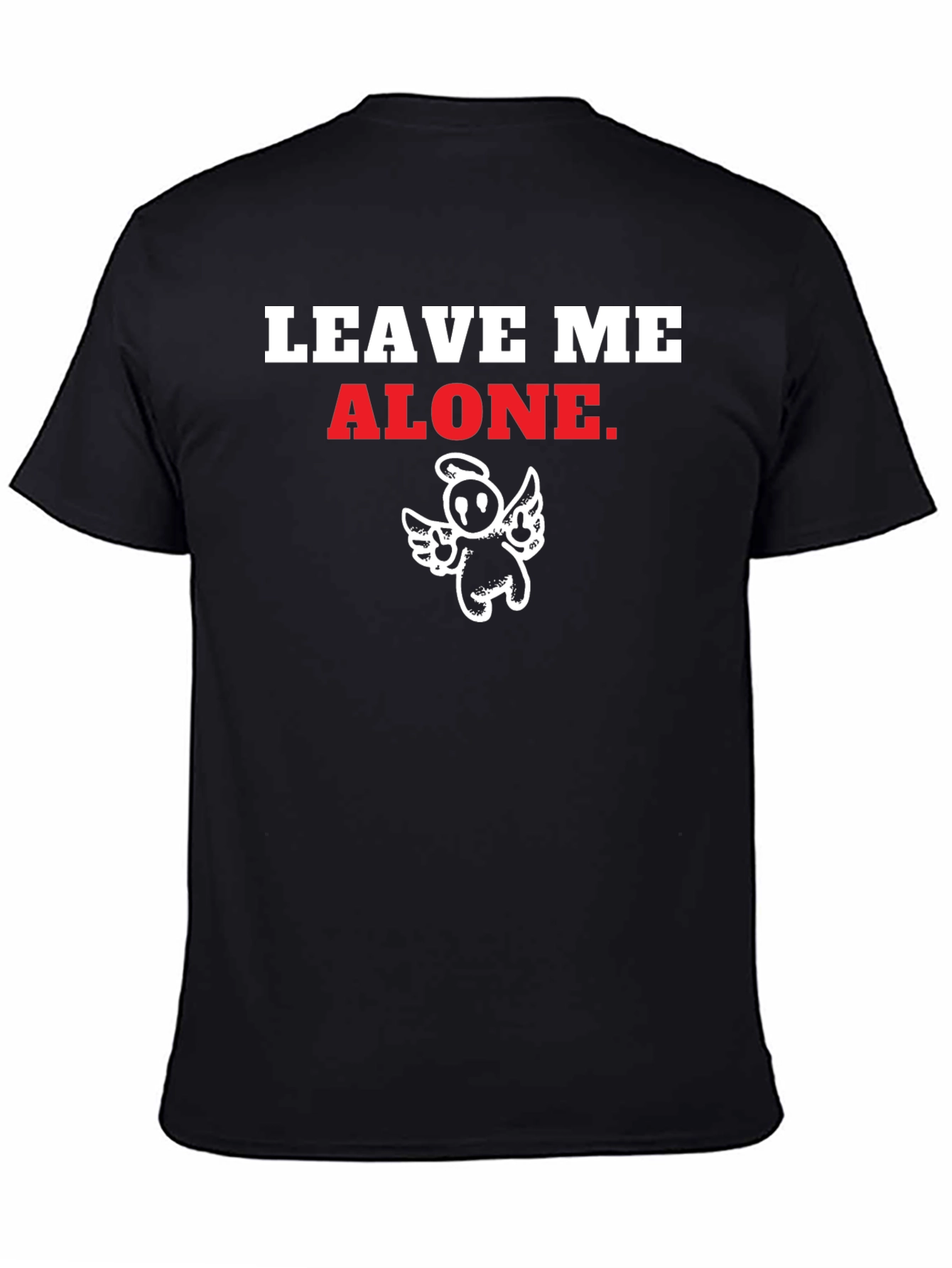 Black Leave Me Alone T-Shirt Funny Angel Graphic Tee view 4