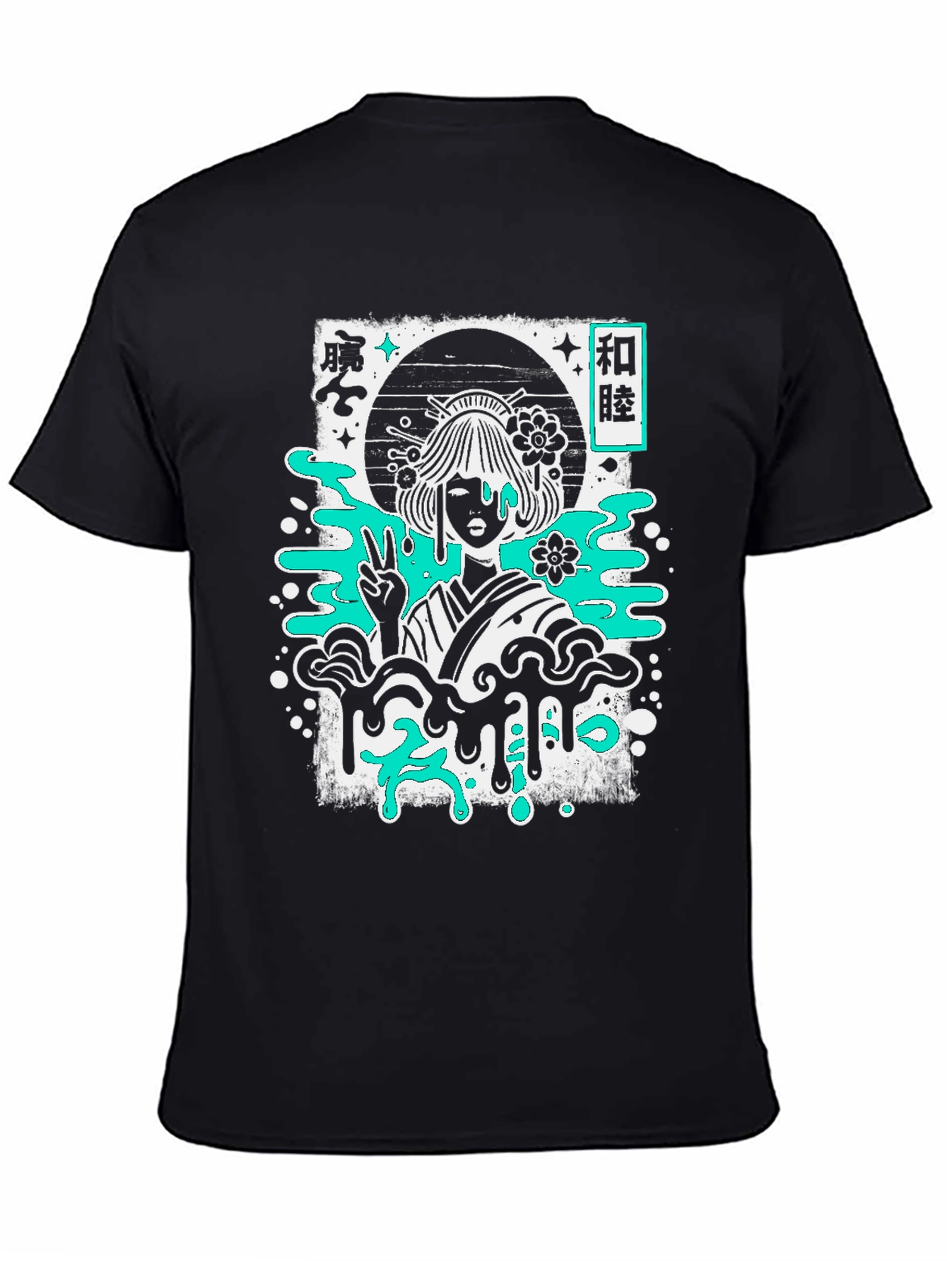 Black Geisha Graphic Tee - Black Cotton T-Shirt view 4