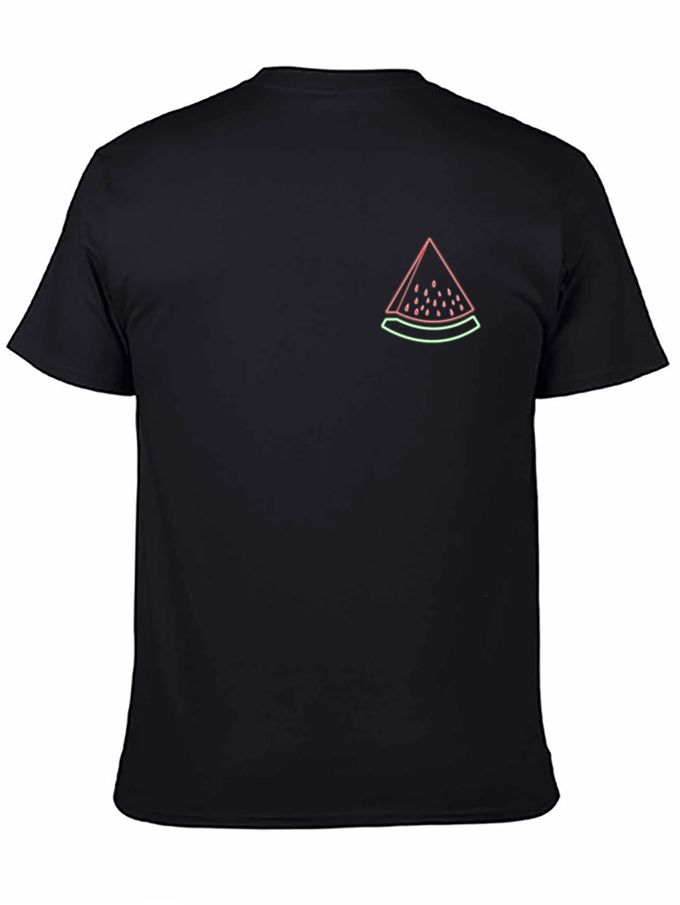 Black Neon Watermelon Graphic Tee - Black Cotton Casual T-Shirt view 4