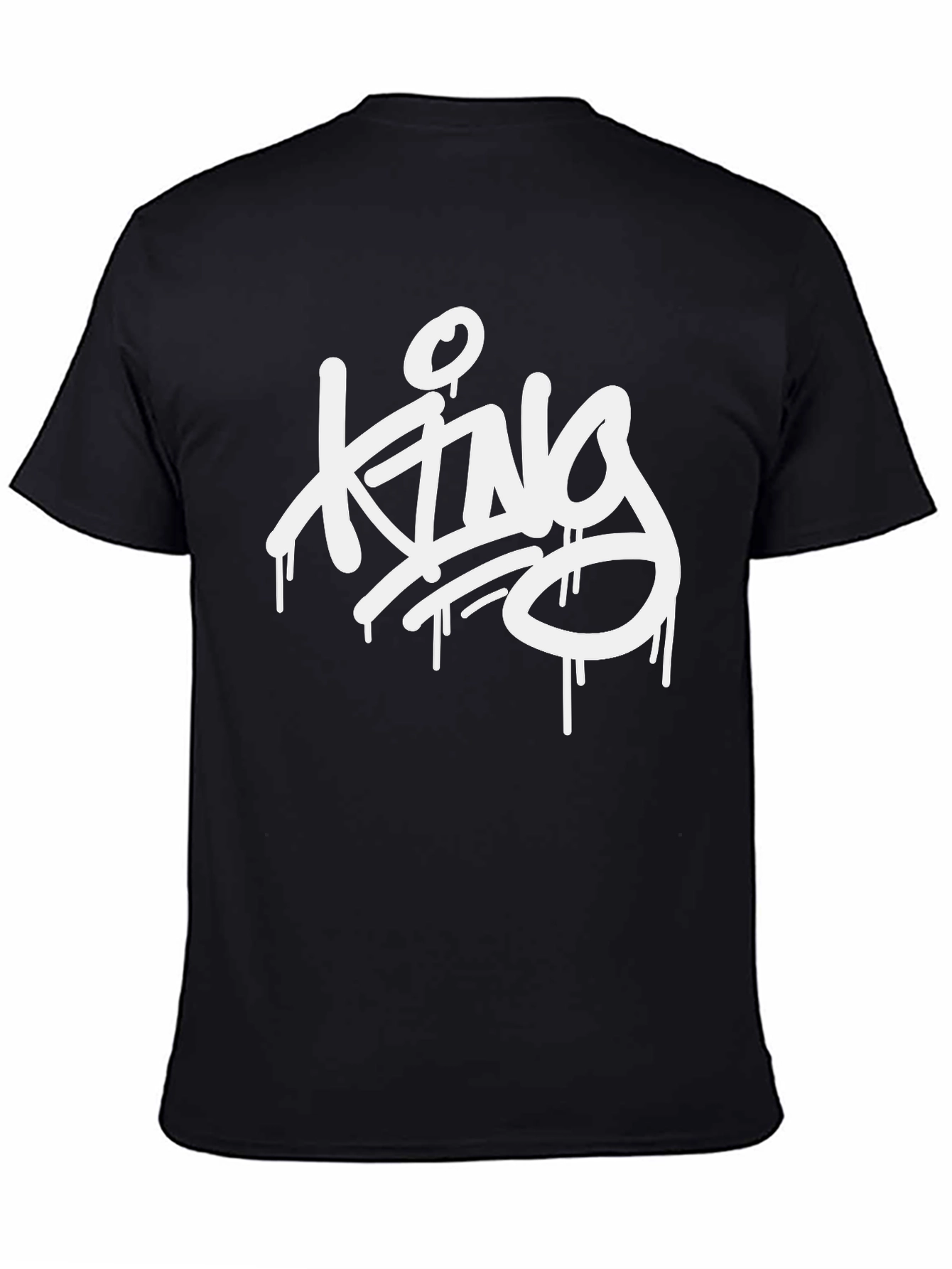 Black King Drip Graphic Tee - Black Crew Neck Casual view 4