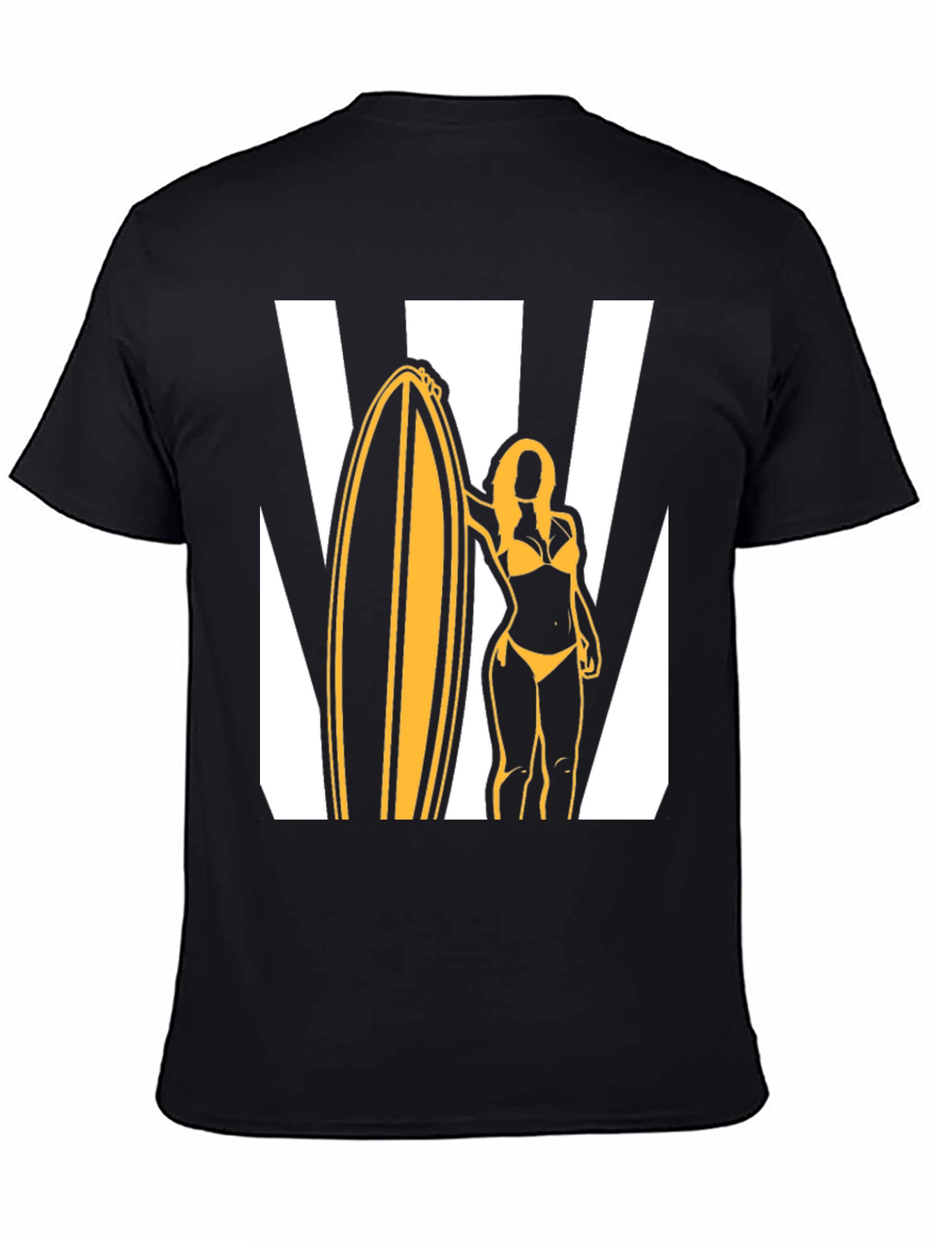 Black Surfer Girl Graphic Tee - Black Cotton T-Shirt view 4