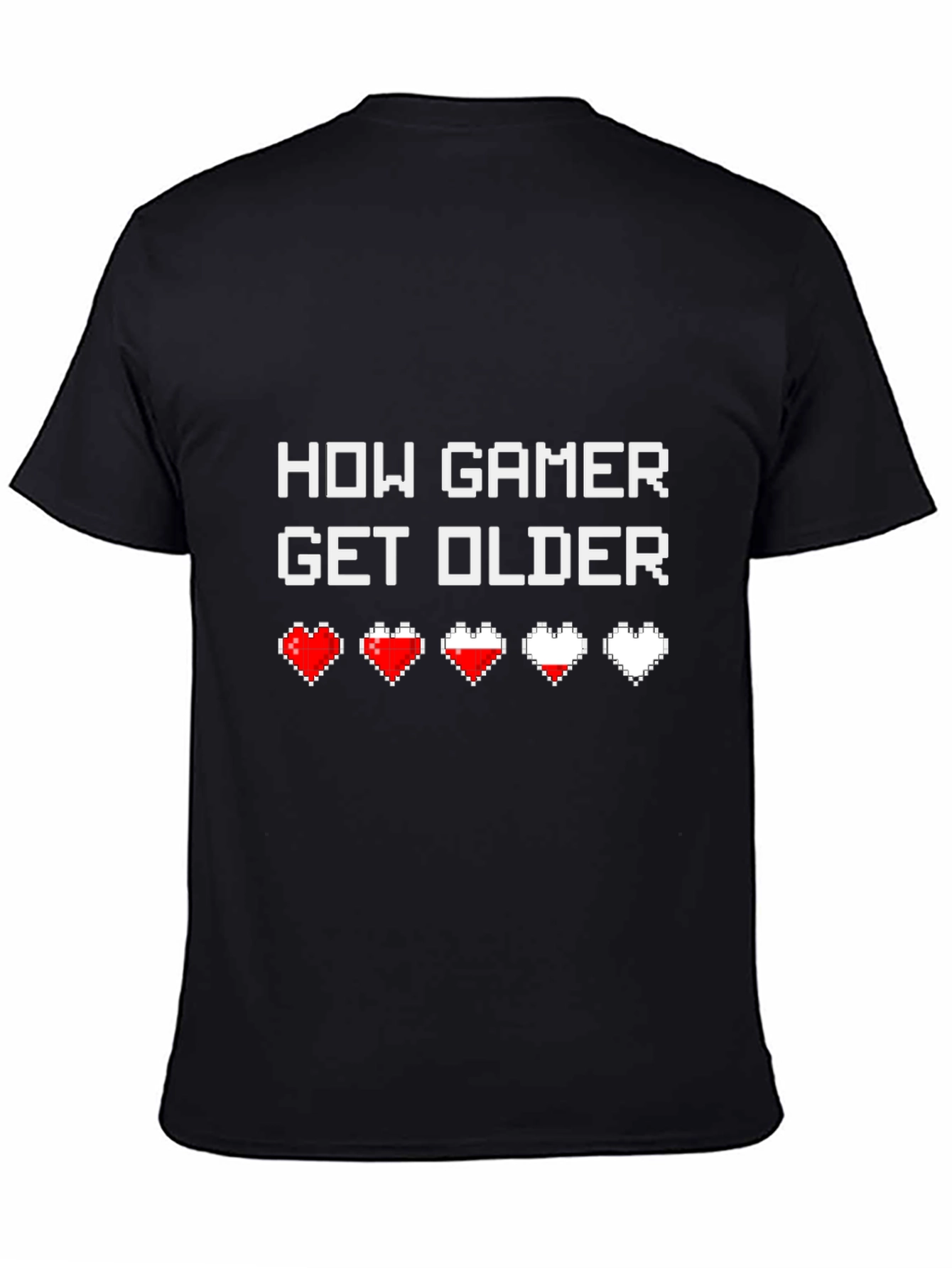 Black How Gamer Get Older Funny Graphic T-Shirt view 4