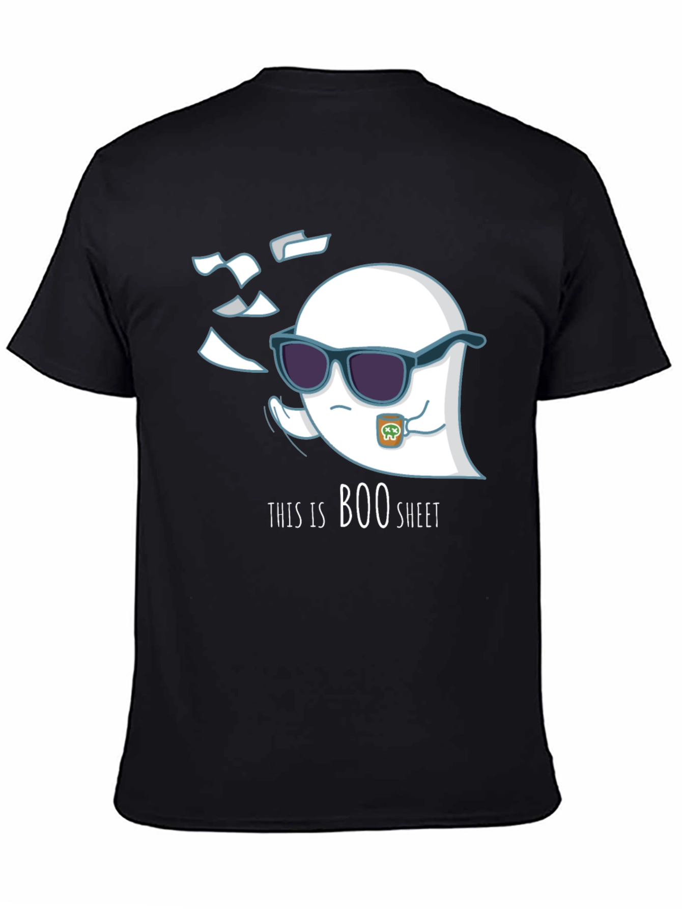 Black Cool Boo Sheet T-Shirt - Ghost Design view 4