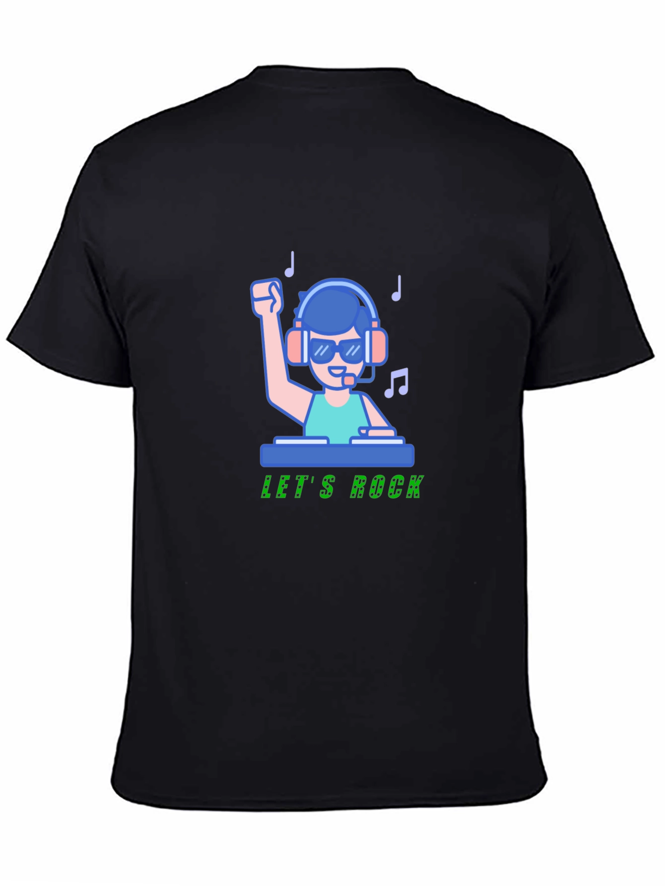 Black DJ Let's Rock Graphic T-Shirt view 4