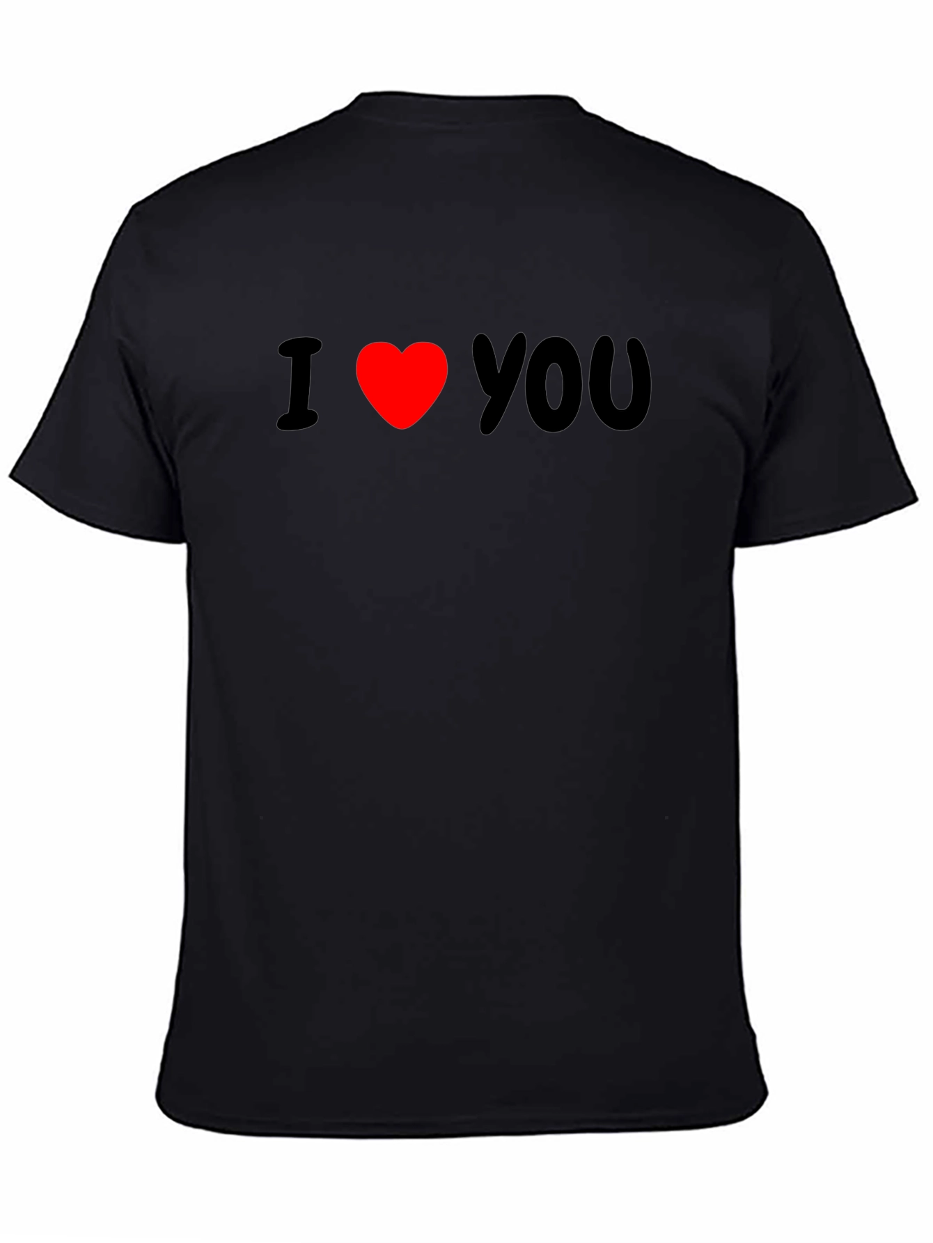 Black I Heart You Graphic T-Shirt - Black, Casual Wear view 4