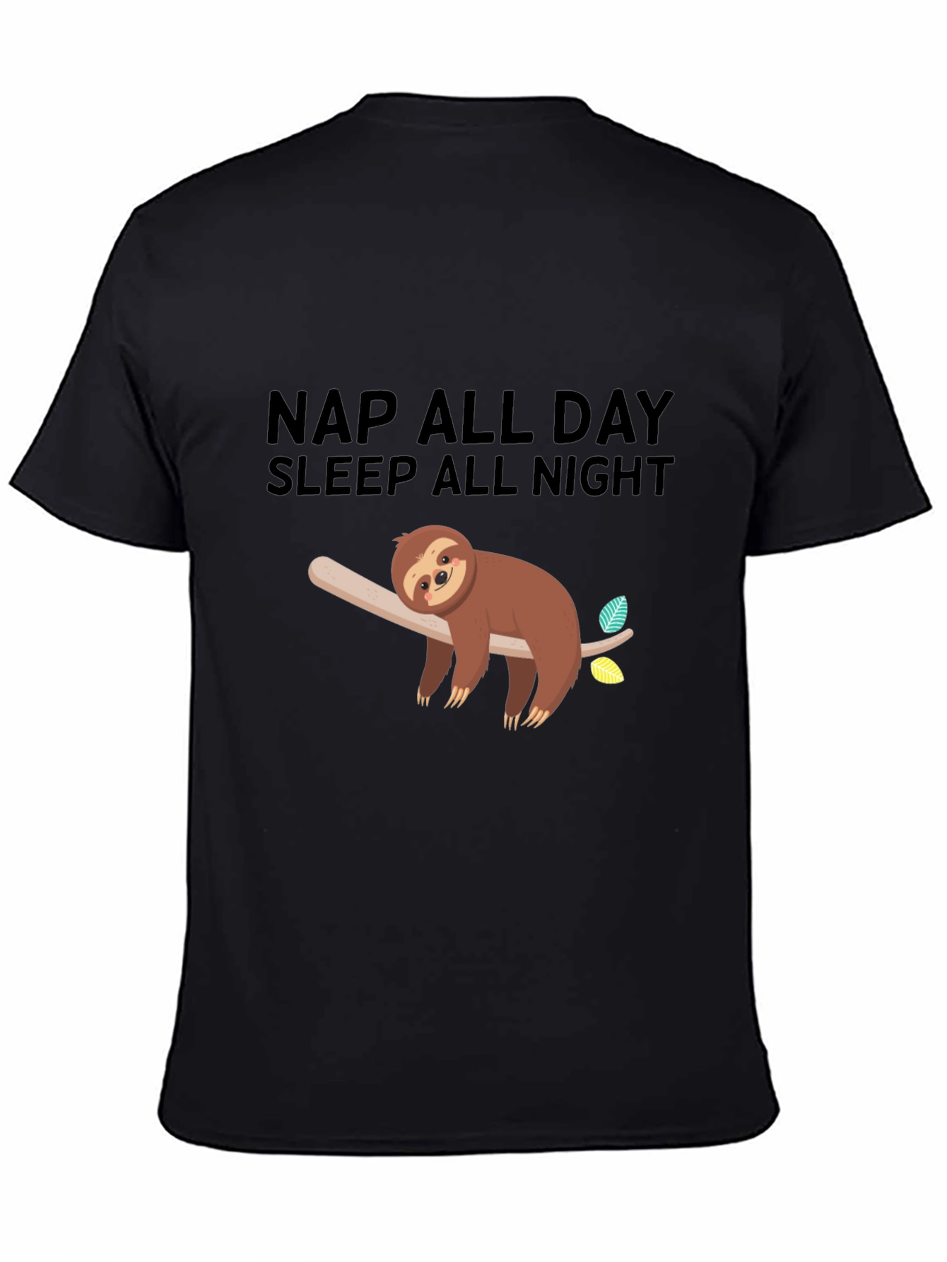 Black Nap All Day Sloth Graphic Tee - Black Casual Comfort view 4