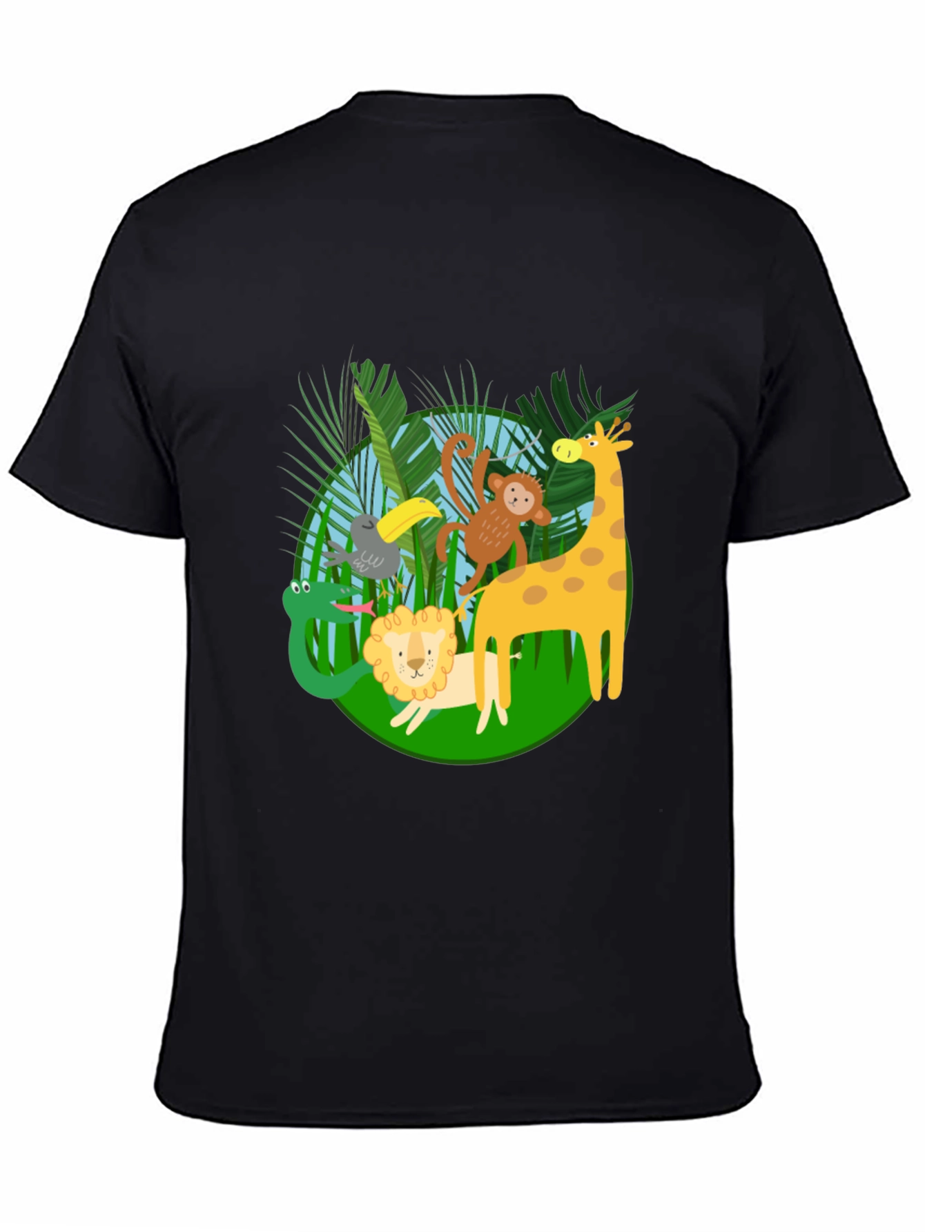 Black Jungle Animals T-Shirt - Fun & Playful Design view 4