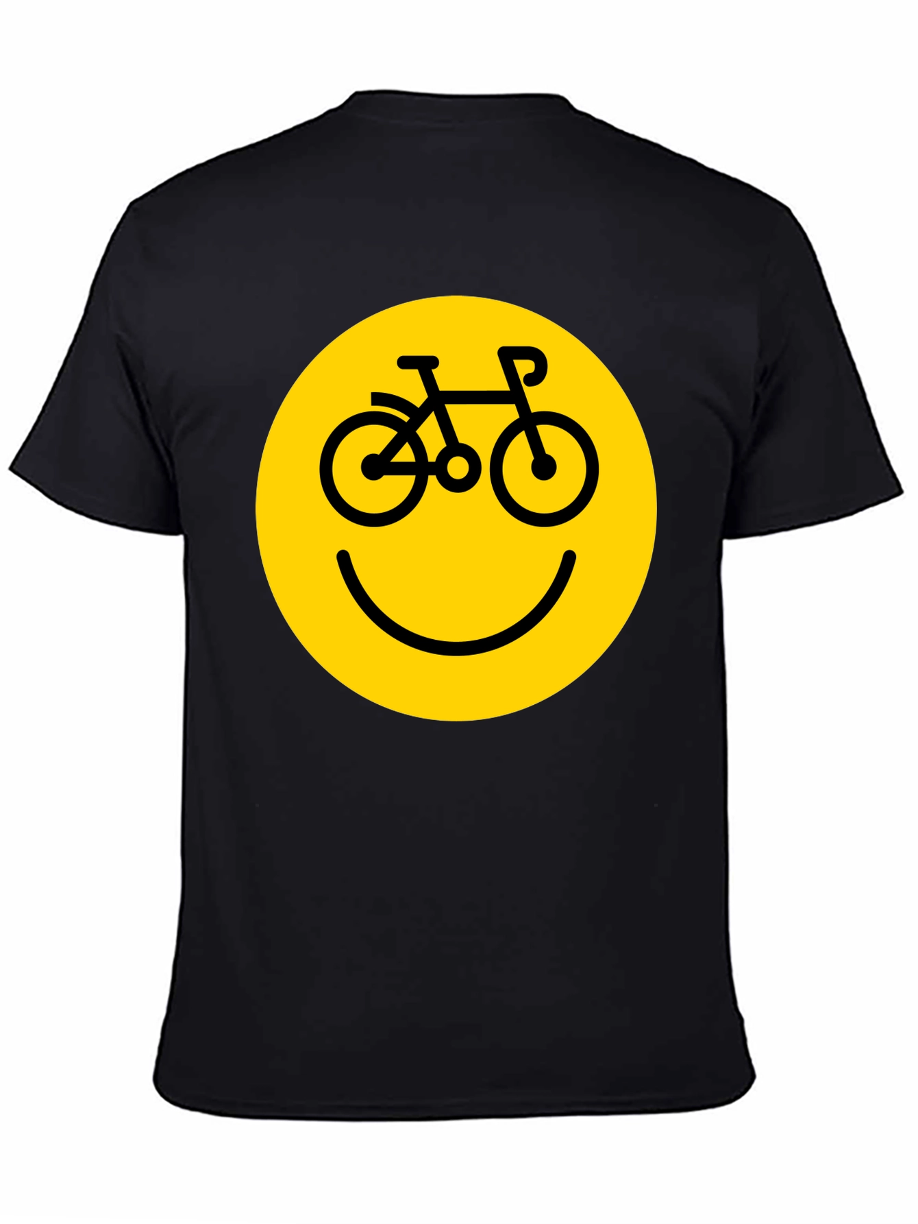 Black Smiley Face Bike T-Shirt - Yellow Graphic view 4
