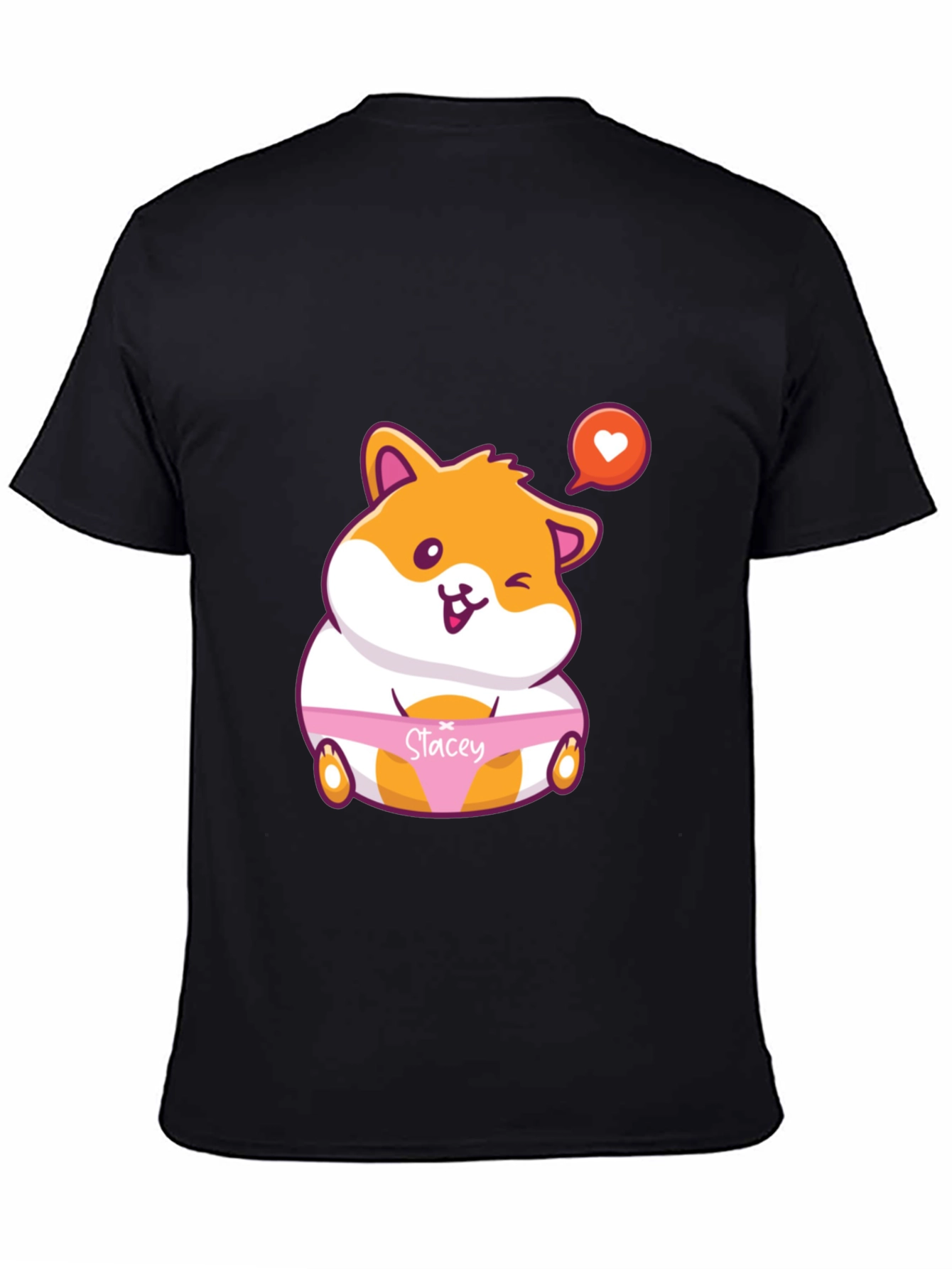 Black Cute Hamster 'Stacey' Graphic T-Shirt view 4