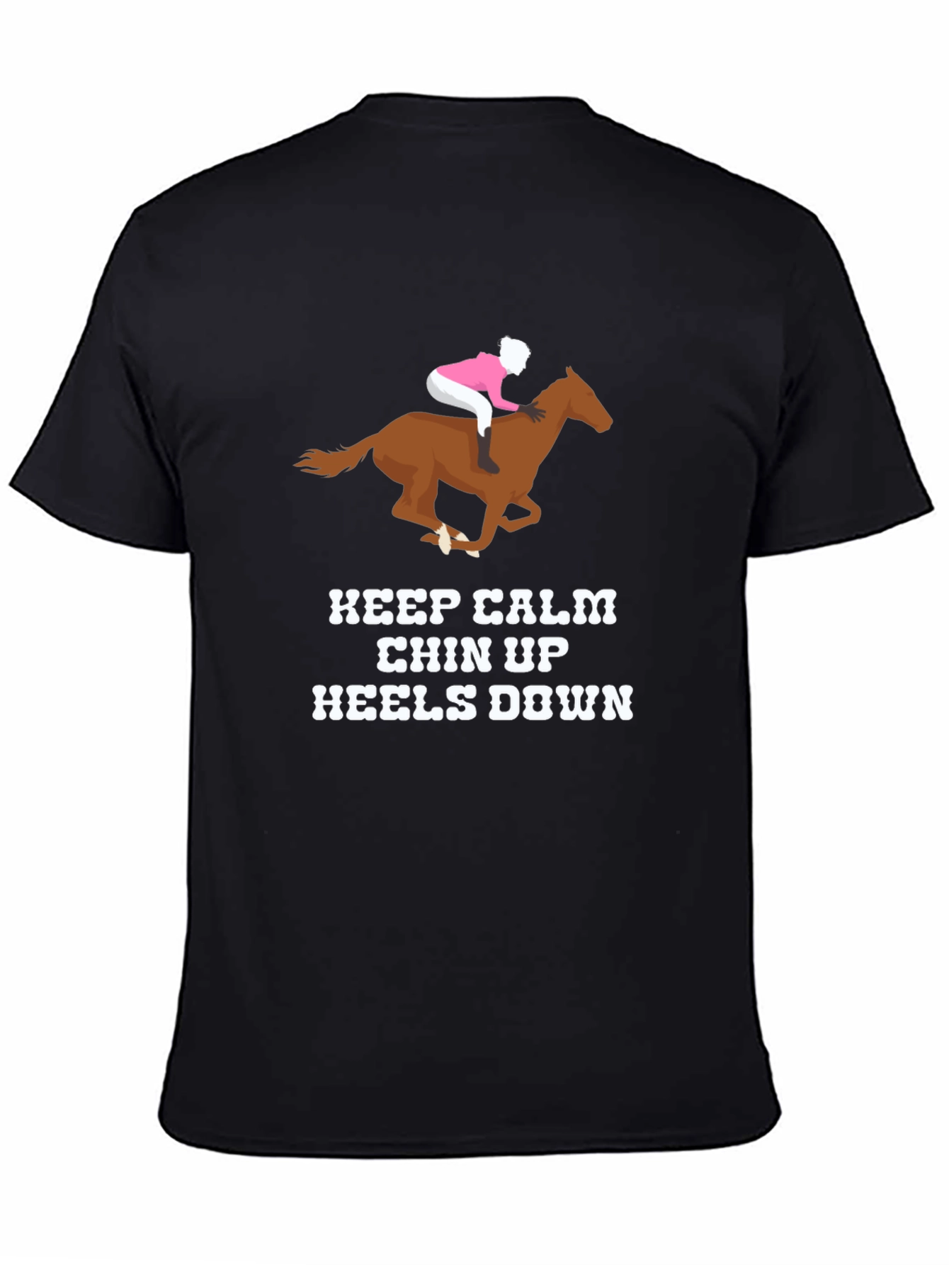 Black Keep Calm Horse Riding T-Shirt view 4