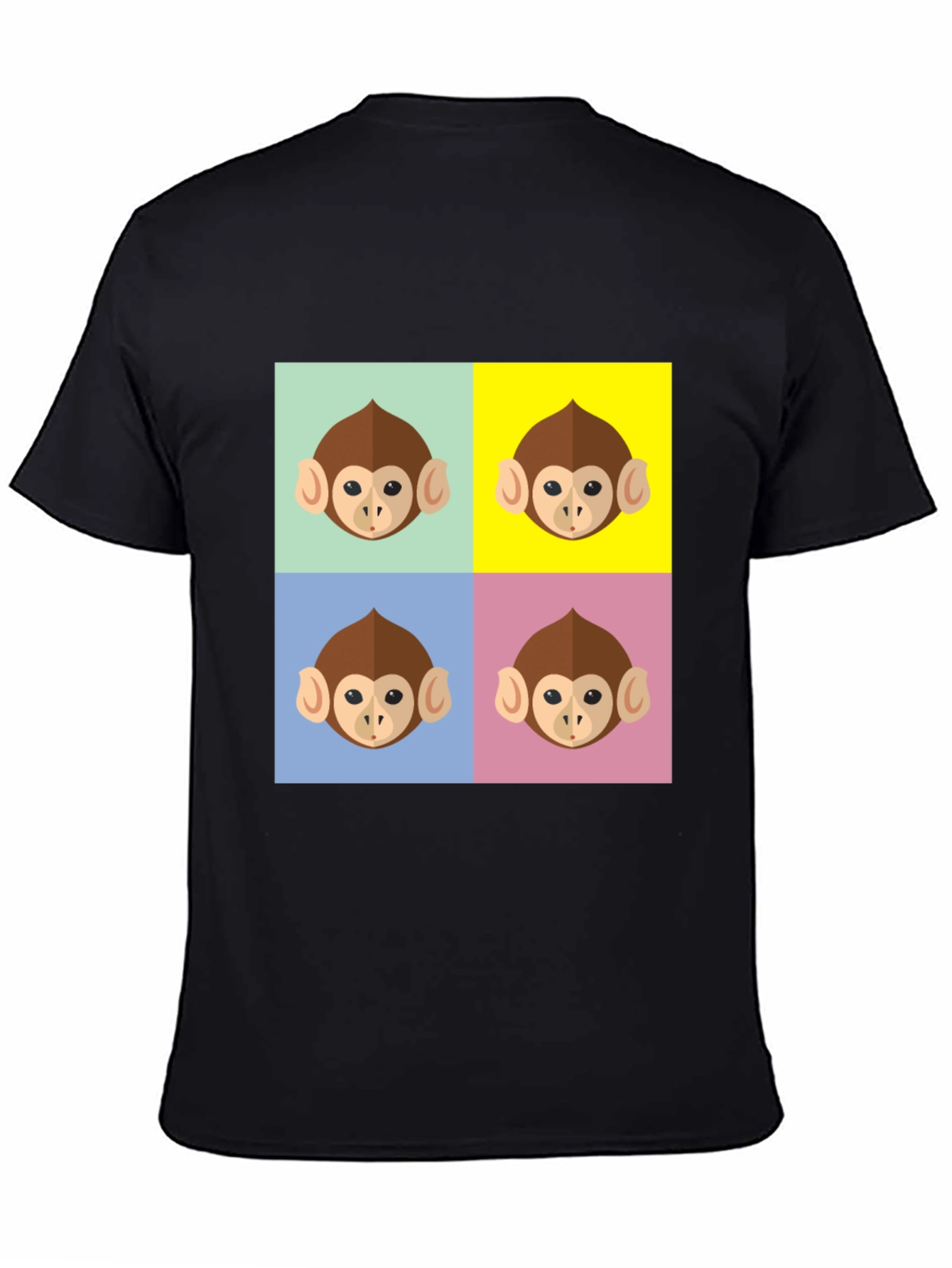 Black Funky Monkey Face Pop Art Graphic T-Shirt view 4