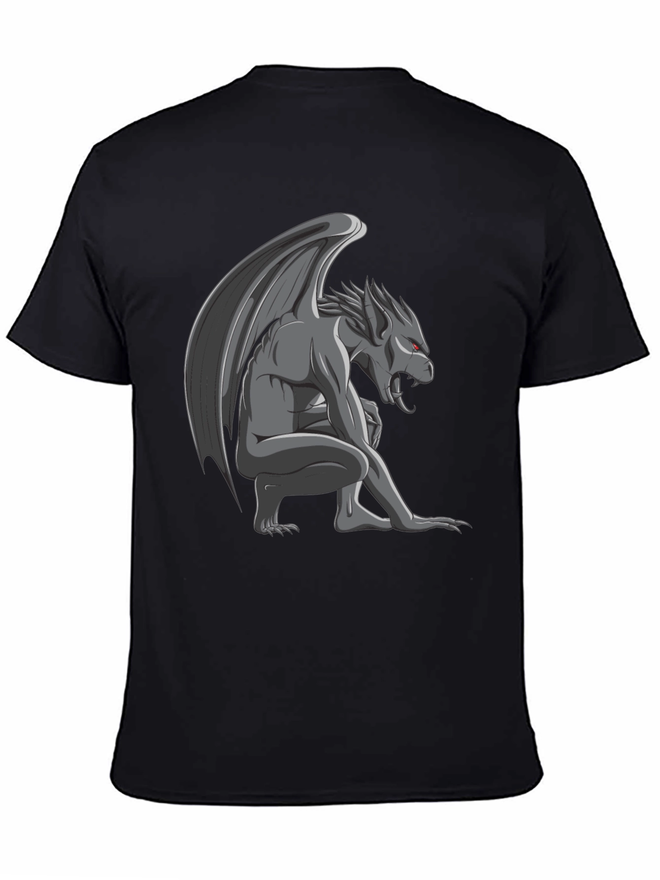 Black Gargoyle Graphic Tee - Black Cotton T-Shirt view 4