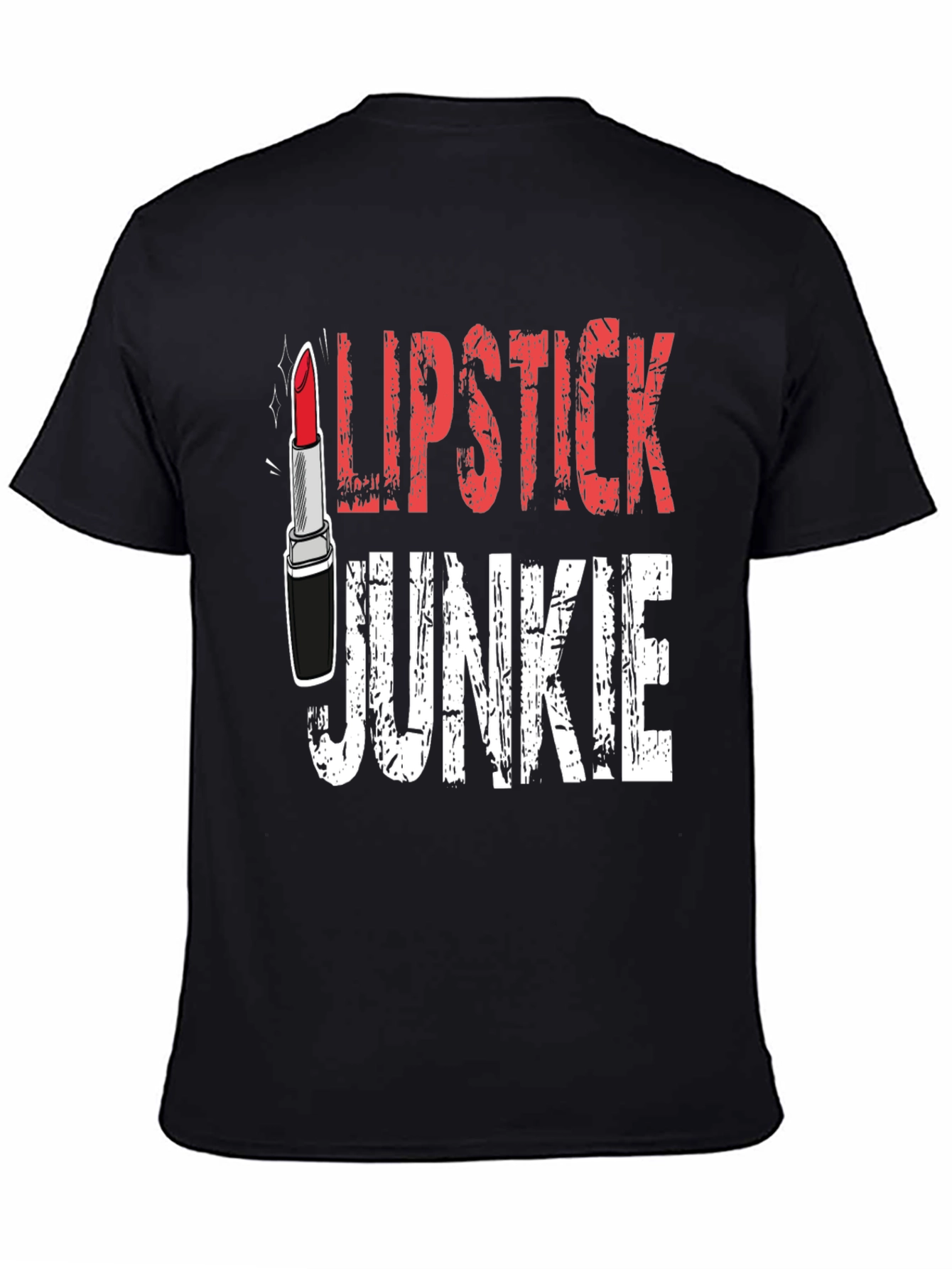 Black Lipstick Junkie Graphic Tee - Black Cotton T-Shirt view 4