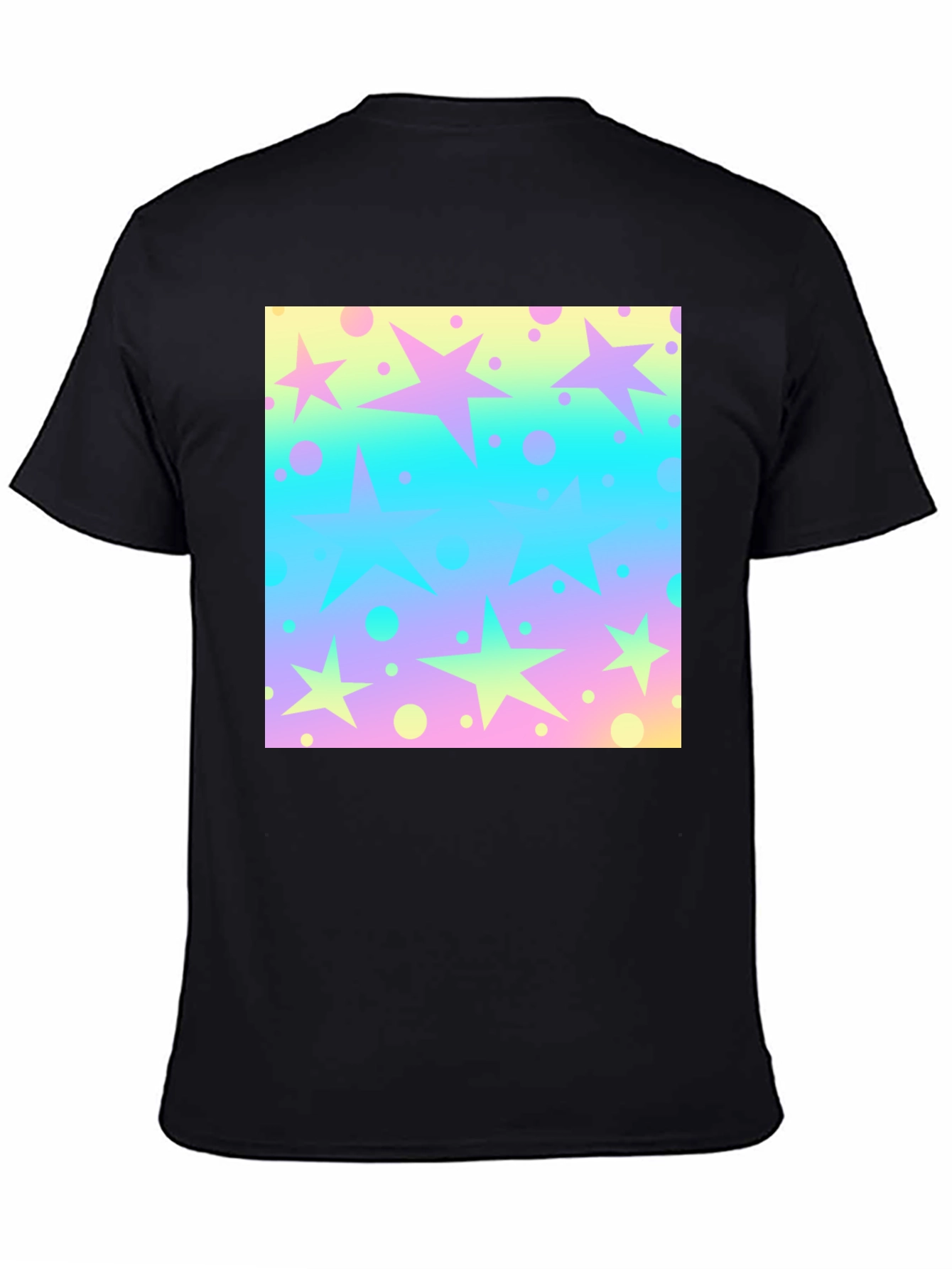 Black Starry Pastel Print Black T-Shirt view 4