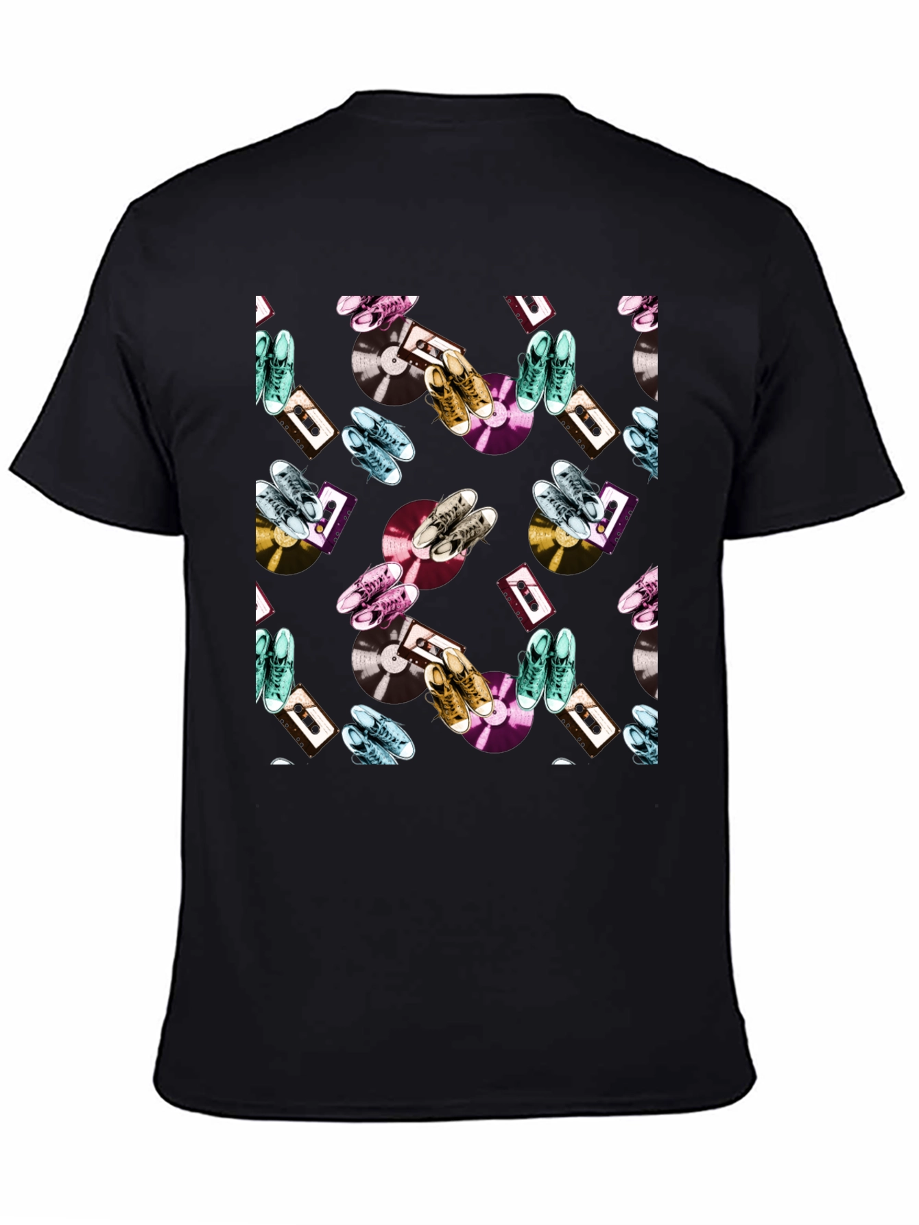 Black Retro Pattern T-Shirt view 4