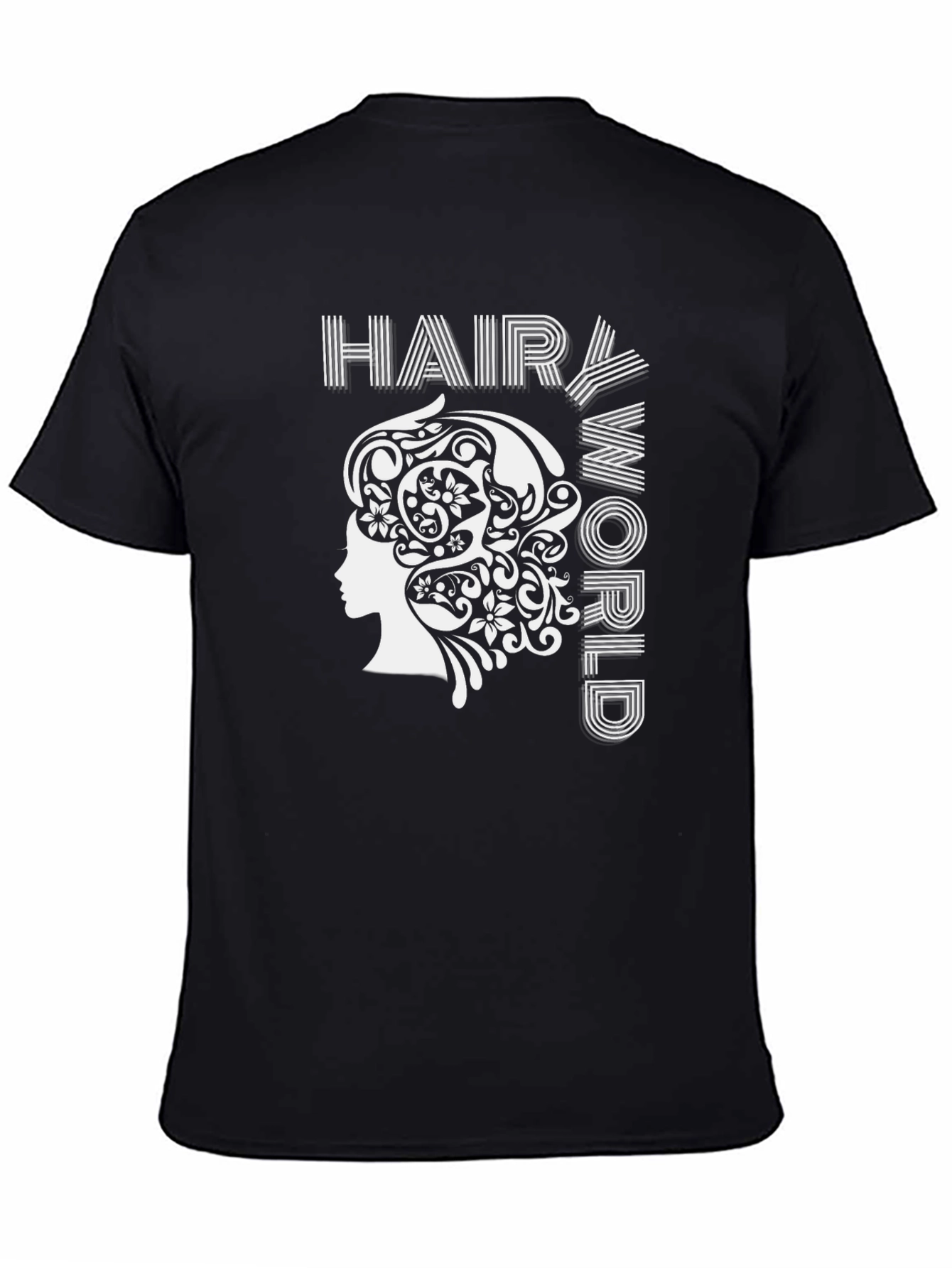 Black Hair World Graphic Tee - Unisex Black Cotton T-Shirt view 4