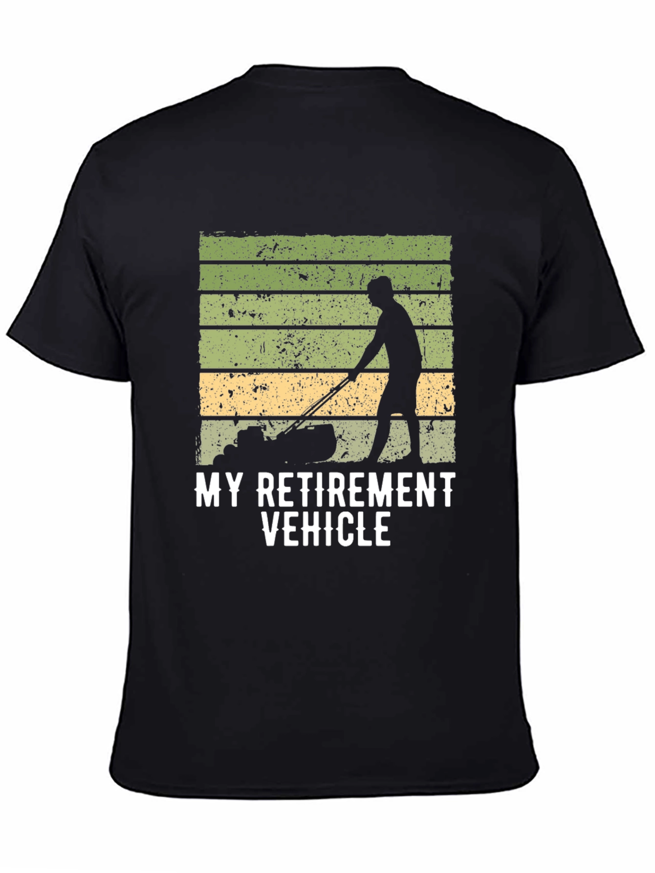 Black My Retirement Vehicle T-Shirt - Lawn Mower view 4