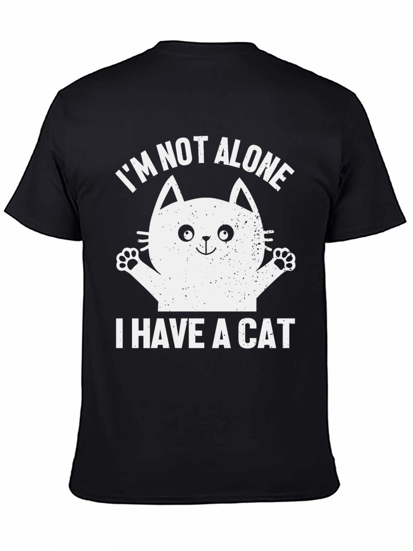 Black I'm Not Alone, I Have a Cat T-Shirt view 4