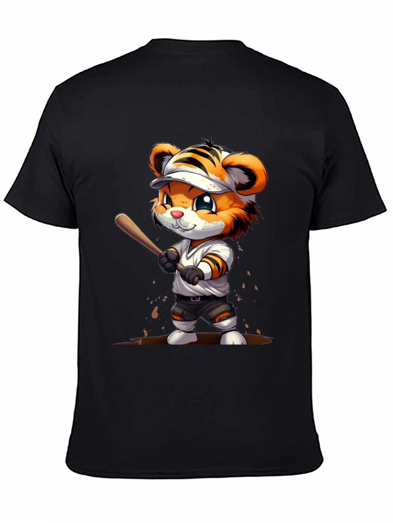 Black Tiger Baseball Player Graphic Tee view 4