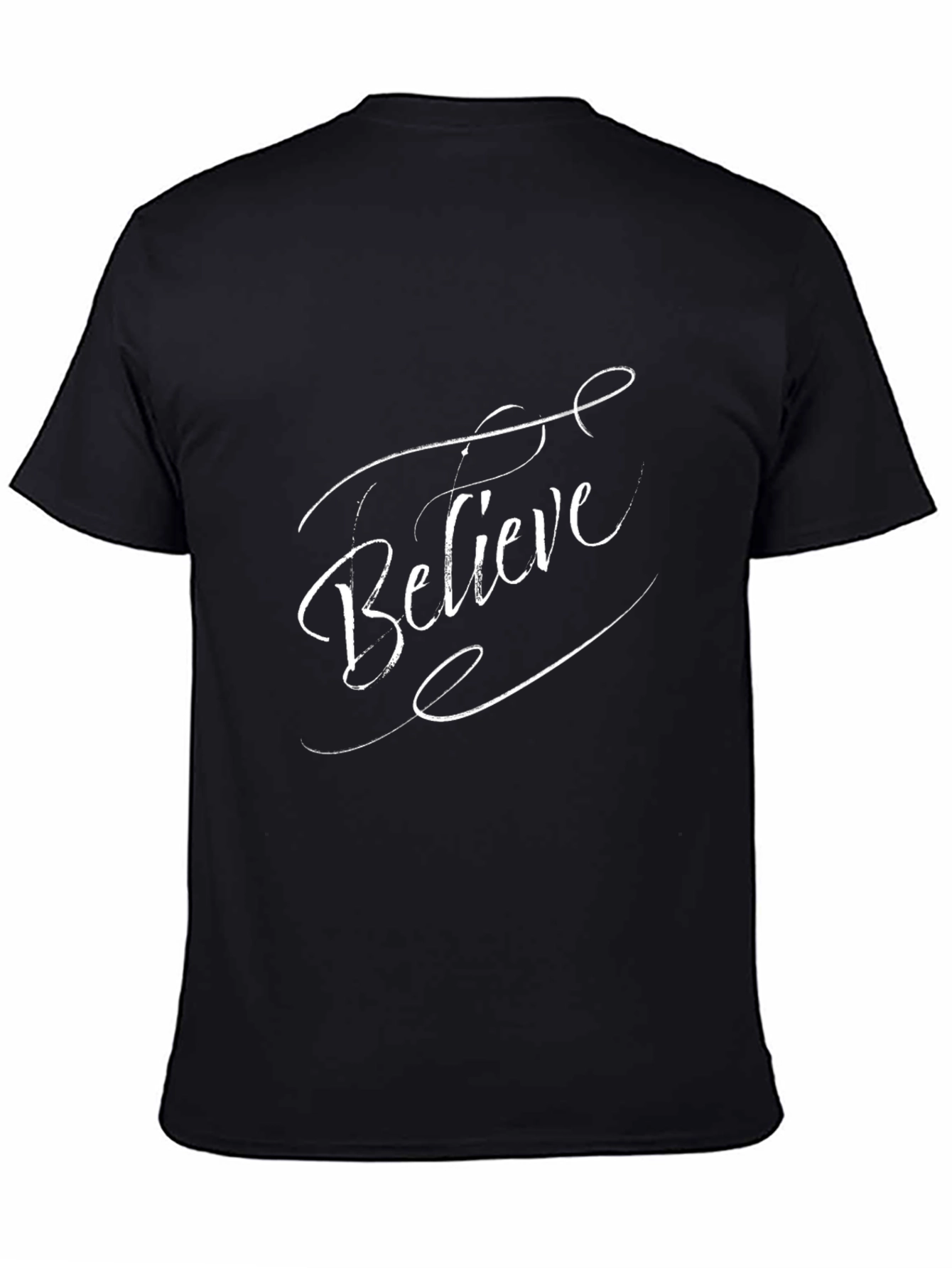 Believe Graphic Tee - Black Cotton Casual T-Shirt - 4
