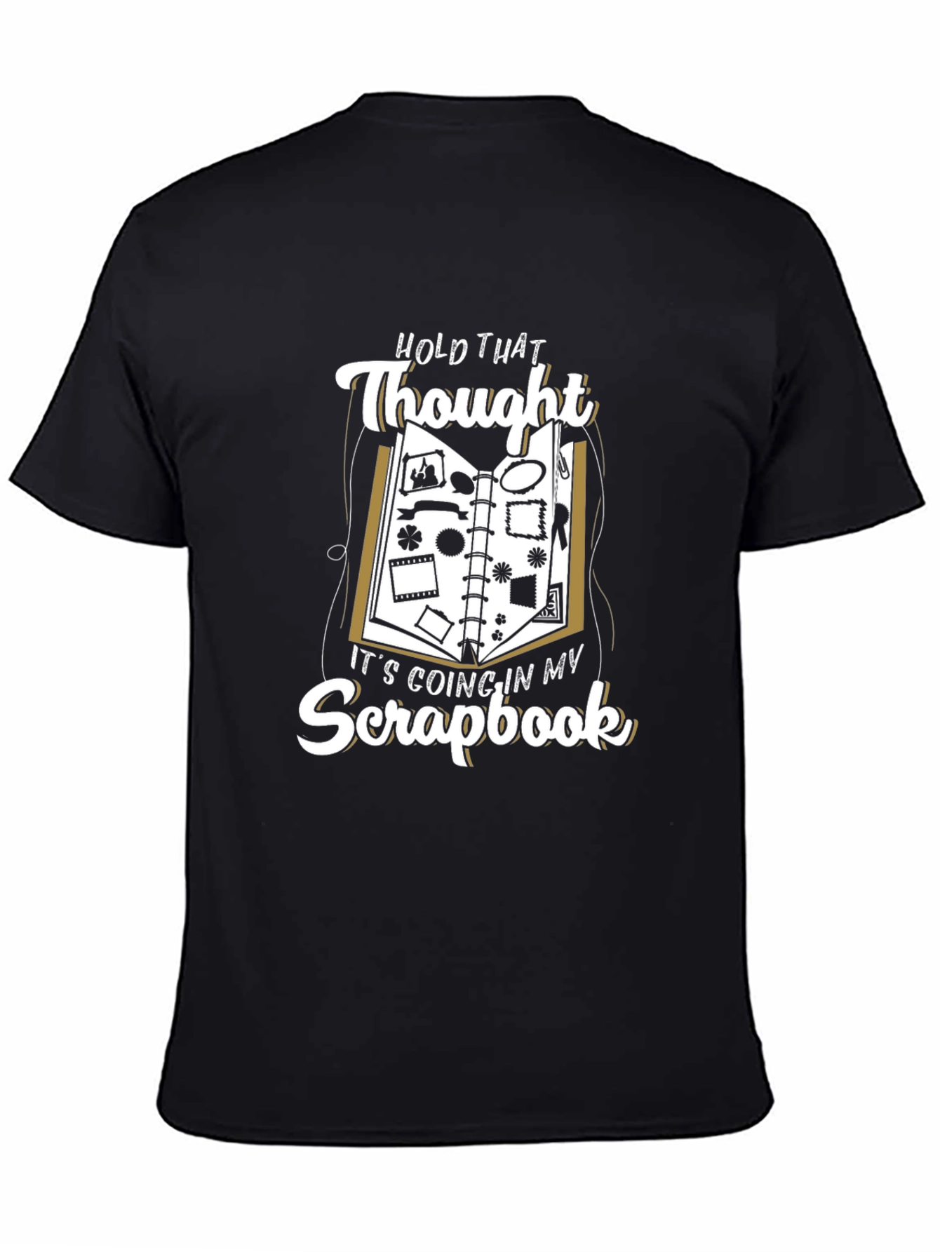 Black Hold That Thought Scrapbook T-Shirt view 4