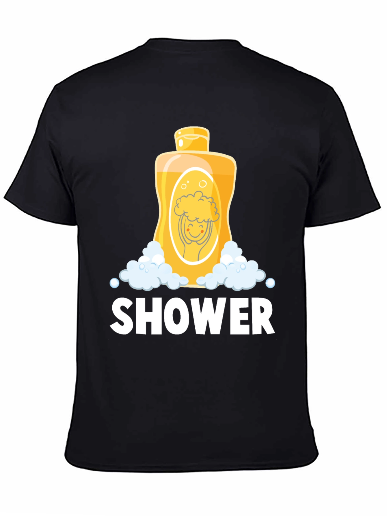 Black Shower Time Fun T-Shirt - Cartoon Design view 4