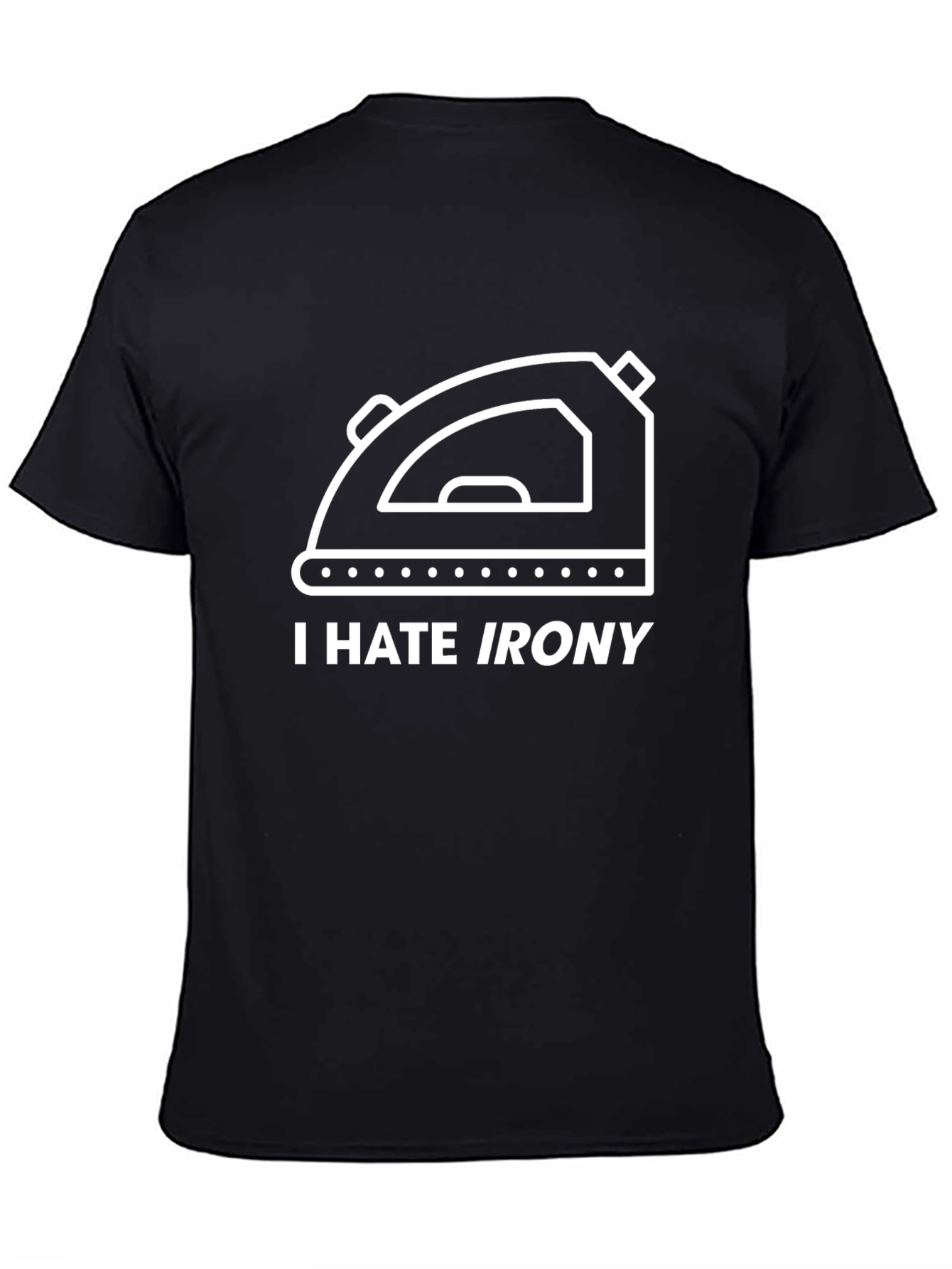 Black I Hate Irony Graphic Novelty T-Shirt view 4