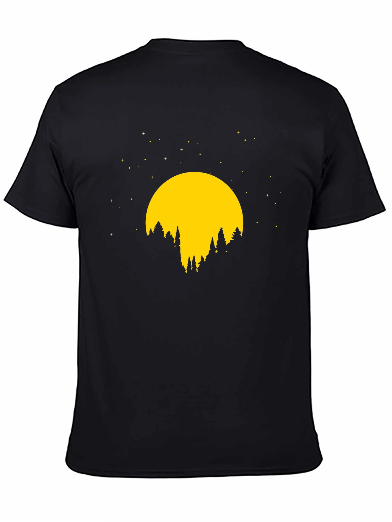 Black Night Forest Graphic Tee - Black Cotton T-Shirt view 4