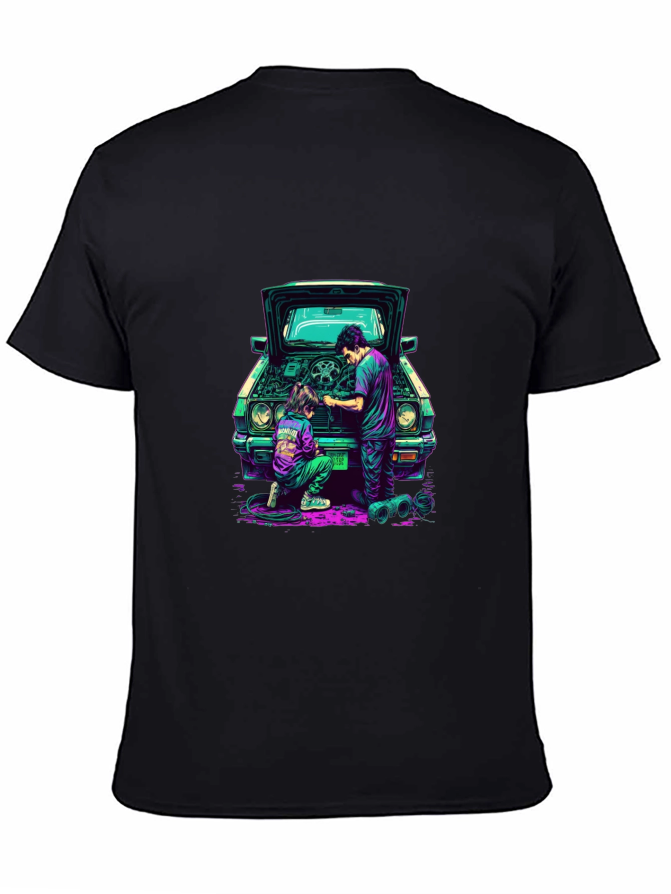 Black Cool Car Repair Graphic Tee view 4